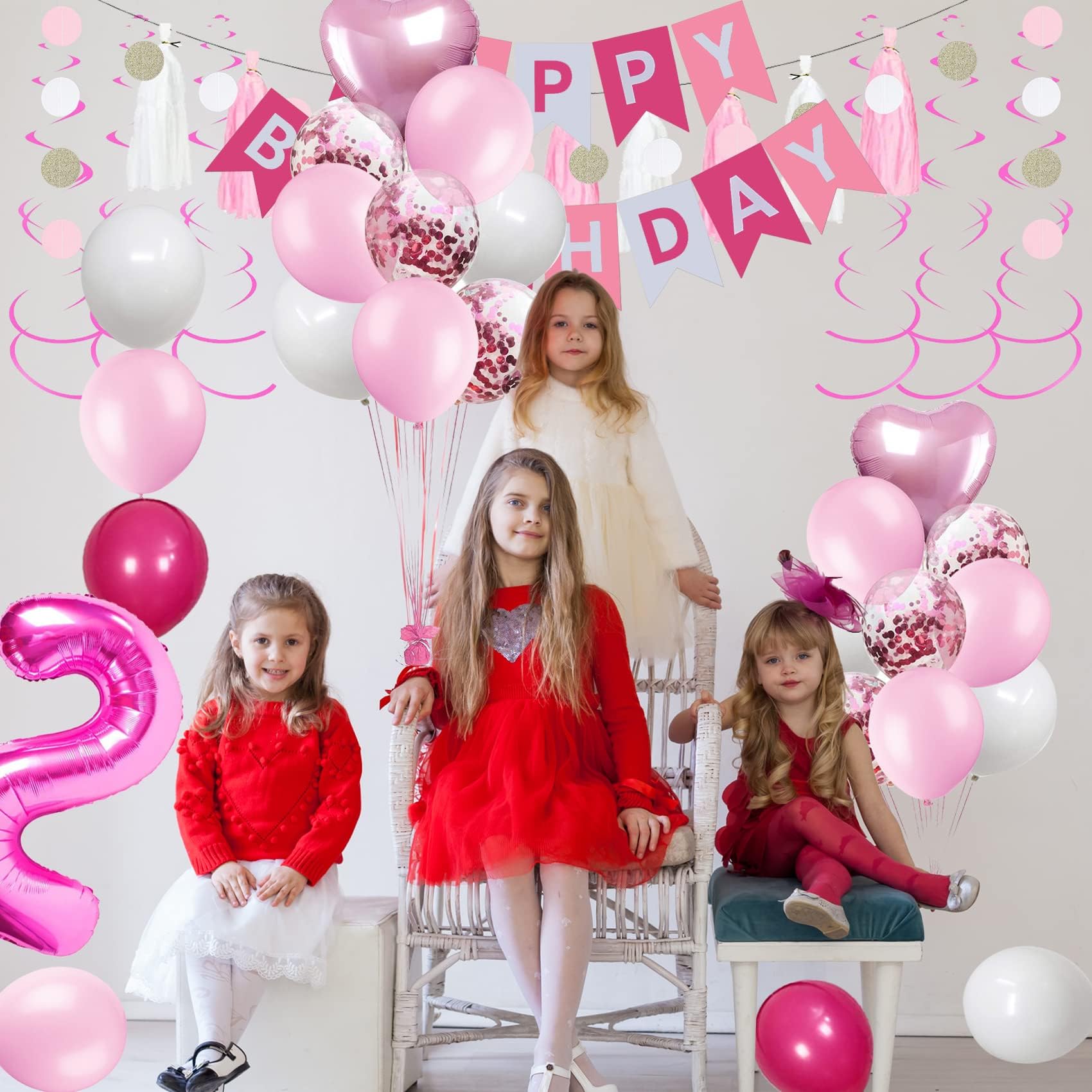 Sweet 11th Birthday Party Decorations for Girls - Pink & White Balloons, Banner & Supplies Kit | Perfect for Daughter's Birthday Celebration, Kids Party Decor, Photo Backdrop & Milestone Decorations