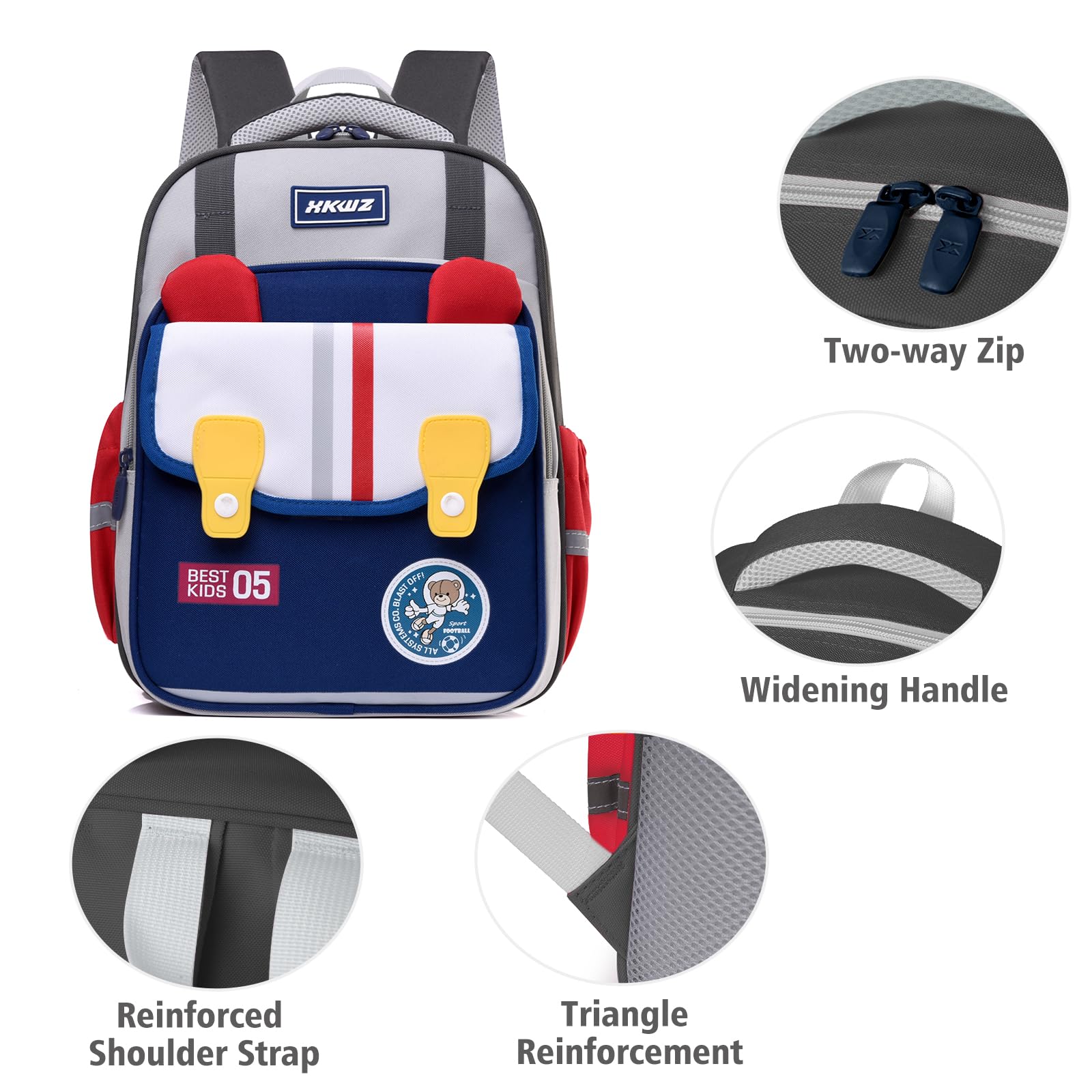 Digi4U Lightweight Kids Backpack for School - Durable Elementary Student Backpack for Boys & Girls, Water-Resistant Grey School Bag - Perfect for Daily Use, Travel & Outdoor Activities