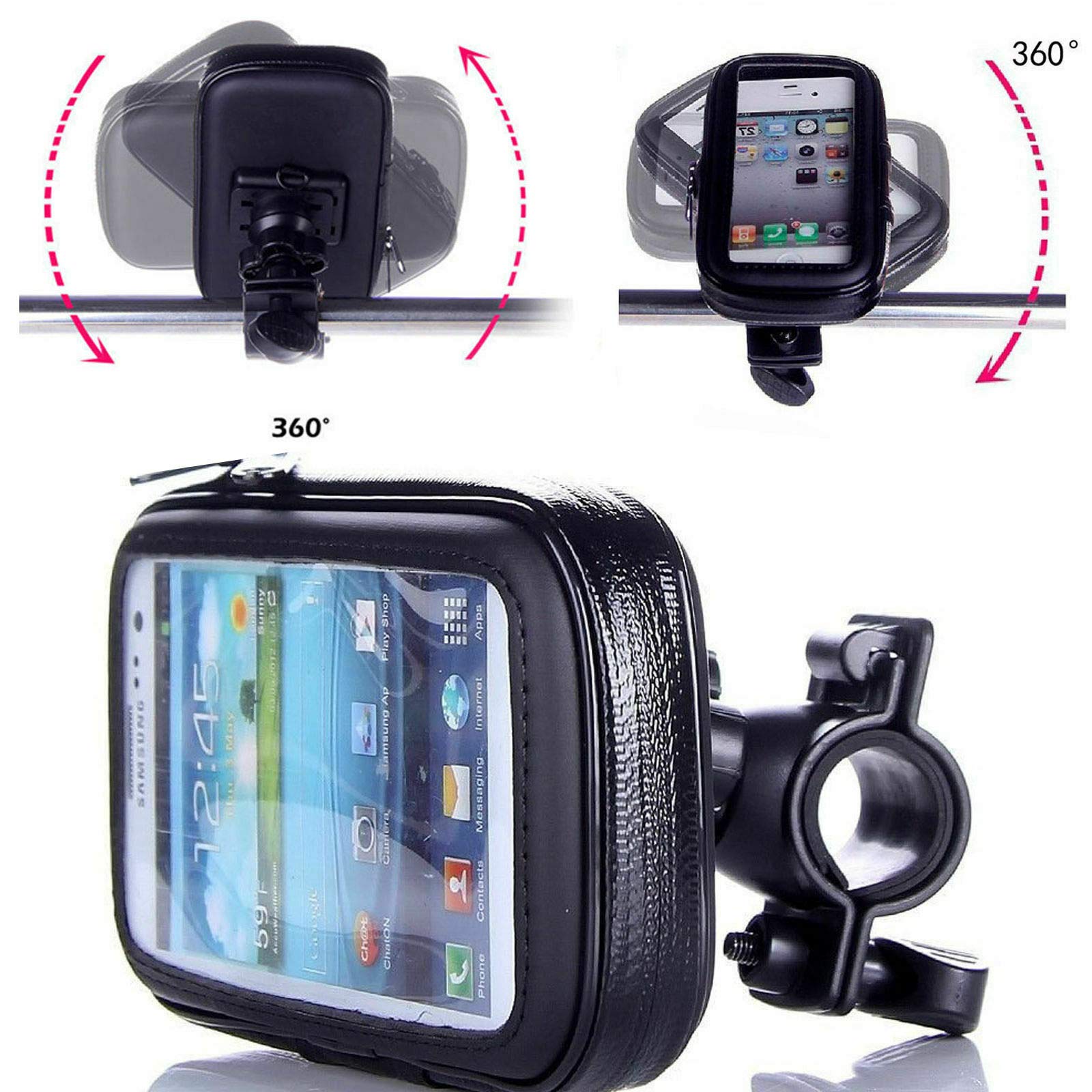 Waterproof 360° Bike Phone Mount Holder - Universal Bicycle Cover Compatible with Samsung Galaxy S20FE, S21FE, A21S, S21/S21+/S21 Ultra, S22/S22+/S22 Ultra - Perfect for Cycling, Commuting & Outdoor Adventures