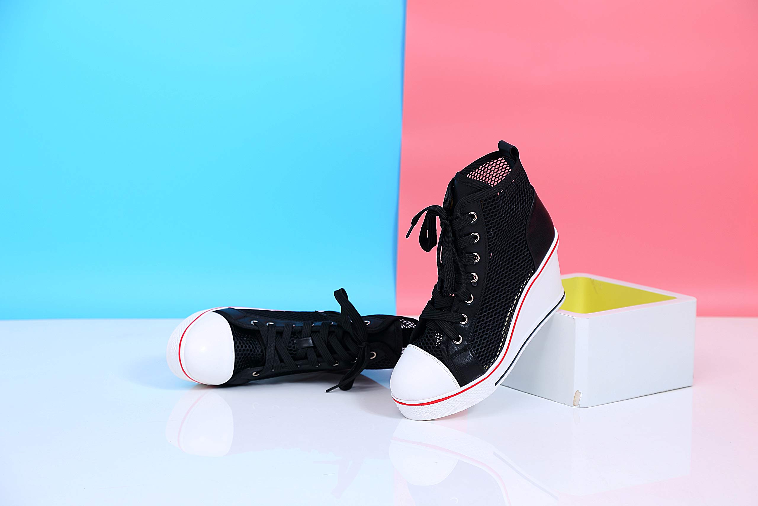Women's Fashion Canvas High-Heel Sneakers - Comfortable Walking Shoes with Platform Wedge Design | Perfect for Casual Outings, Office Wear & Date Nights