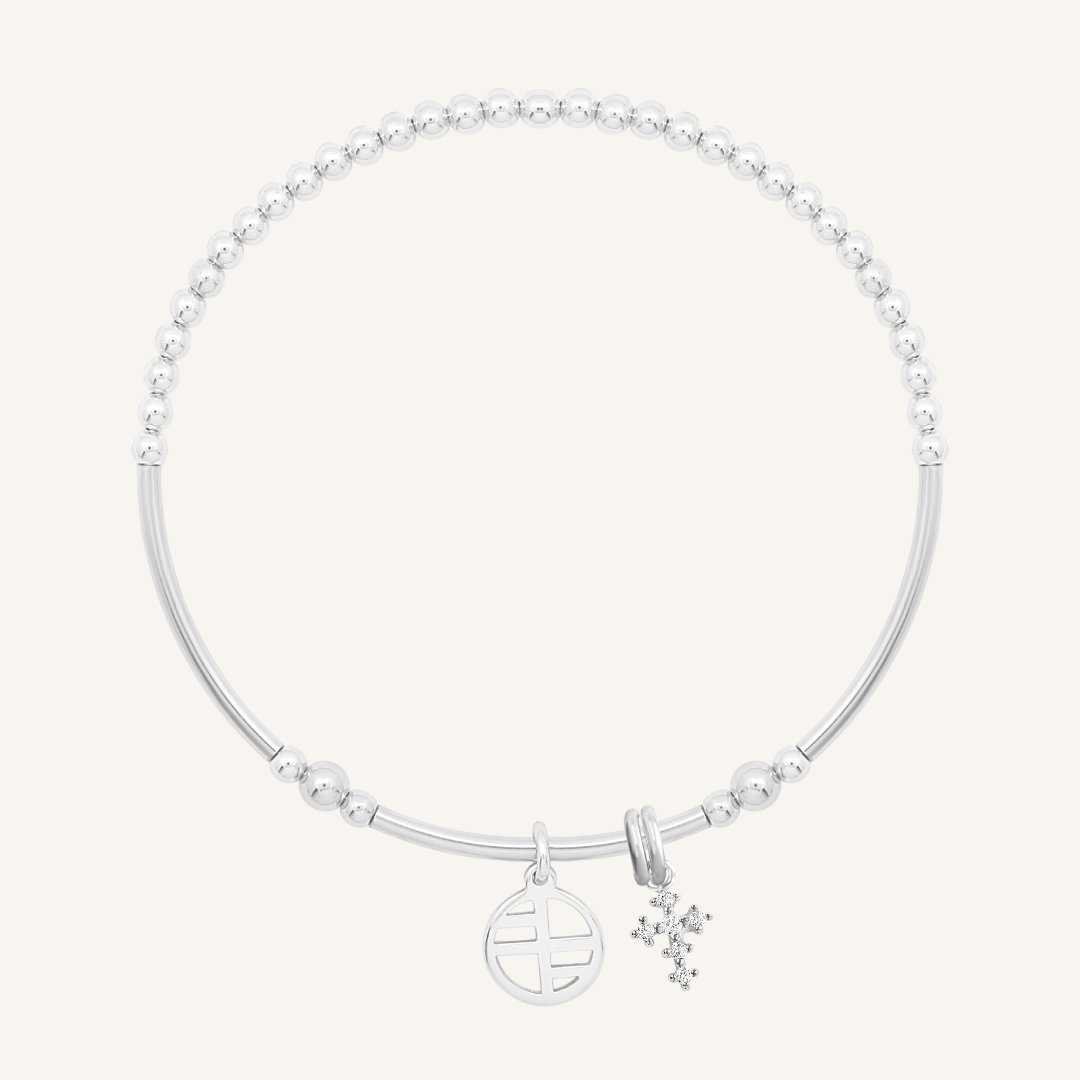 Nurture Cross Charm Bracelet for Women - Elegant Religious Jewelry Gift for Baptism, Confirmation & Everyday Wear