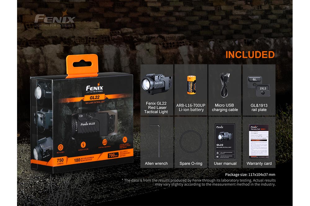 Fenix GL22 Tactical LED Flashlight with Red Laser Sight - Perfect for Hunting, Camping & Emergency Situations