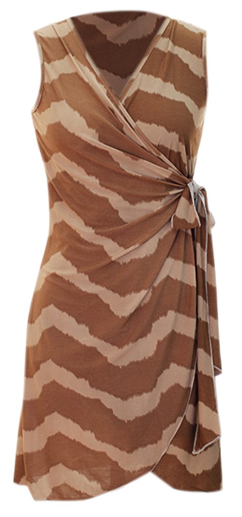 Chevron Print Lightweight Wrap Dress with Self-Tie Sides - Perfect for Summer Outings, Beach Vacations & Casual Events