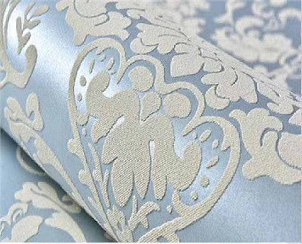 3D Embossed Flower Peel and Stick Wallpaper - Self-Adhesive Floral Mural for Living Room & Bedroom Walls - Blue (10m x 53cm) - Easy DIY Home Decor Upgrade for Renters & Homeowners