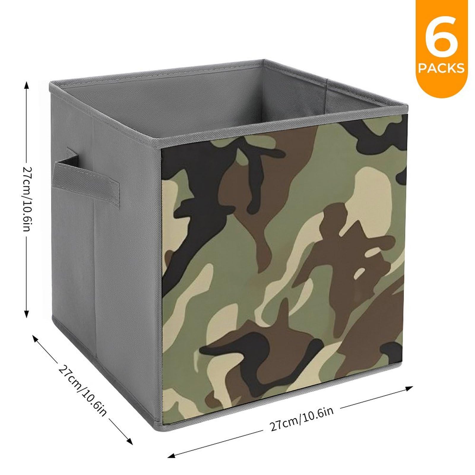 6-Pack Camouflage Collapsible Storage Bins with Handles - Large Closet Organizer, Clothing Storage Boxes for Bedroom, Nursery & Laundry Room Organization