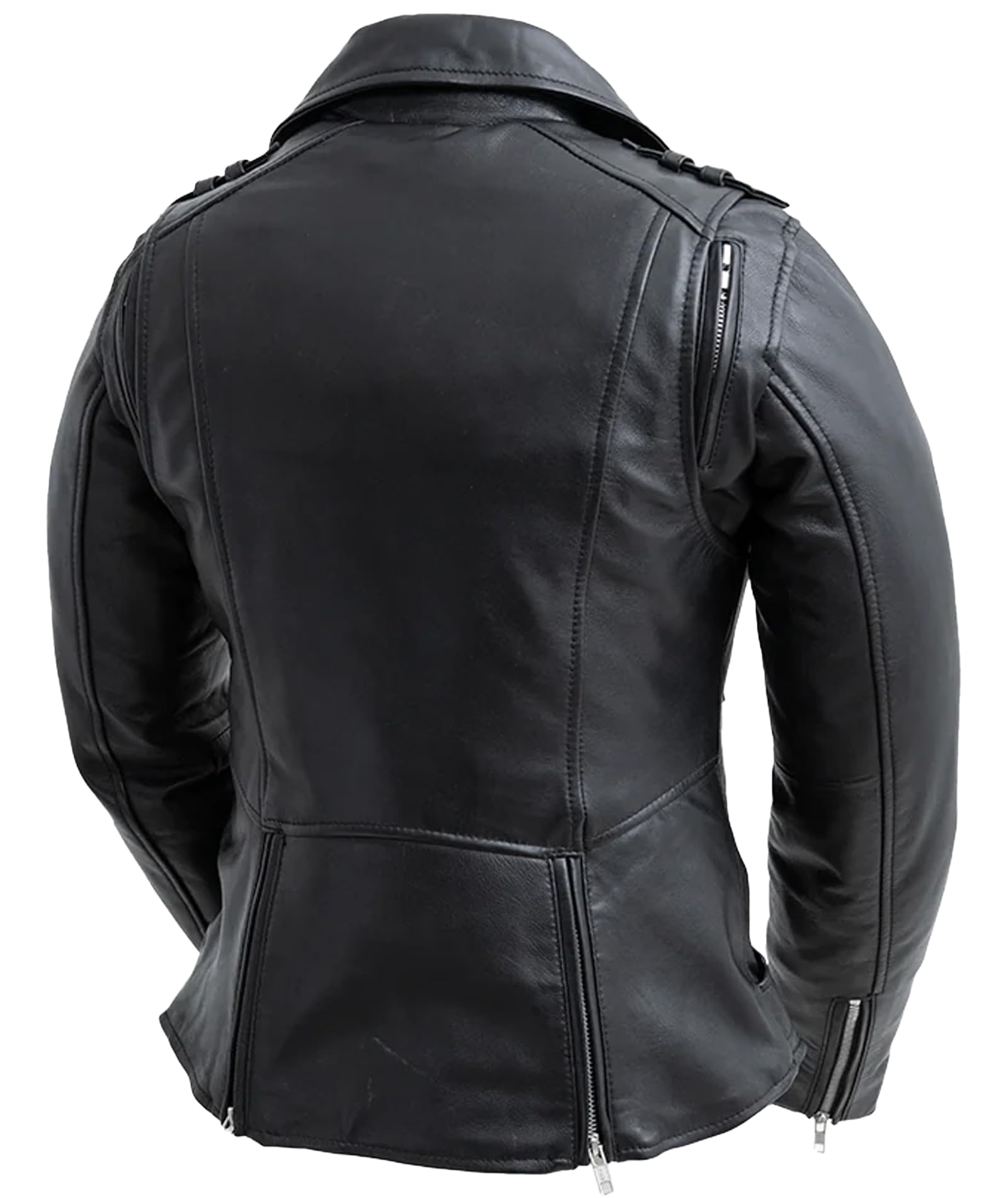 First Mfg Co - Bloom - Women's Motorcycle Biker Riding Black Leather Jacket - Stylish & Durable for Harley Rides, Night Out & Casual Fashion