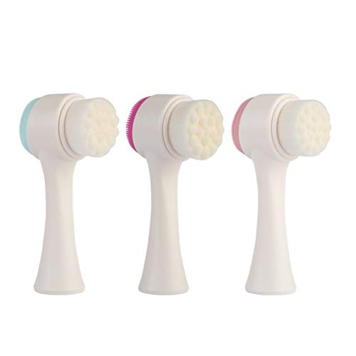 Premium Silicone Facial Cleansing Brush - Double Sided Exfoliating & Massaging Brush for Deep Pore Cleansing, Blackhead Removal & Makeup Removal | Ultra Soft Bristles for Sensitive Skin | Gentle Acne Treatment & Dead Skin Removal (Sky Blue) | Perfect for Daily Skincare Routine & Spa-Like Facial at Home
