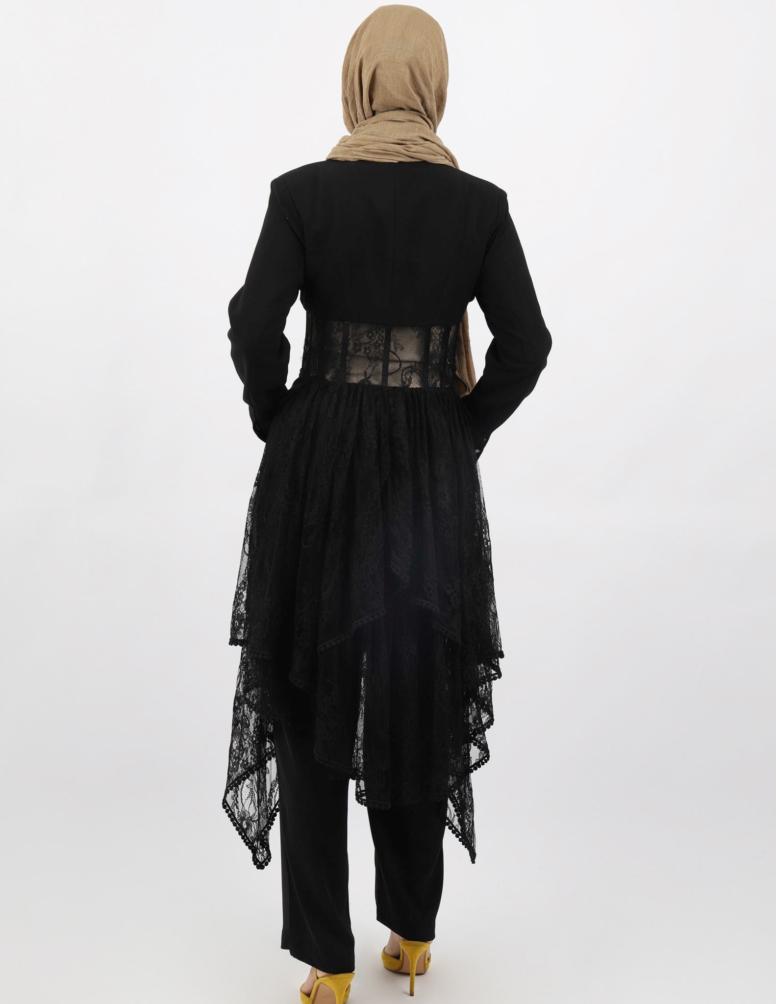 Escape Lace Back Blazer - Women's Fashion Blazer with Elegant Lace Detail | Perfect for Office Wear, Business Meetings & Special Occasions