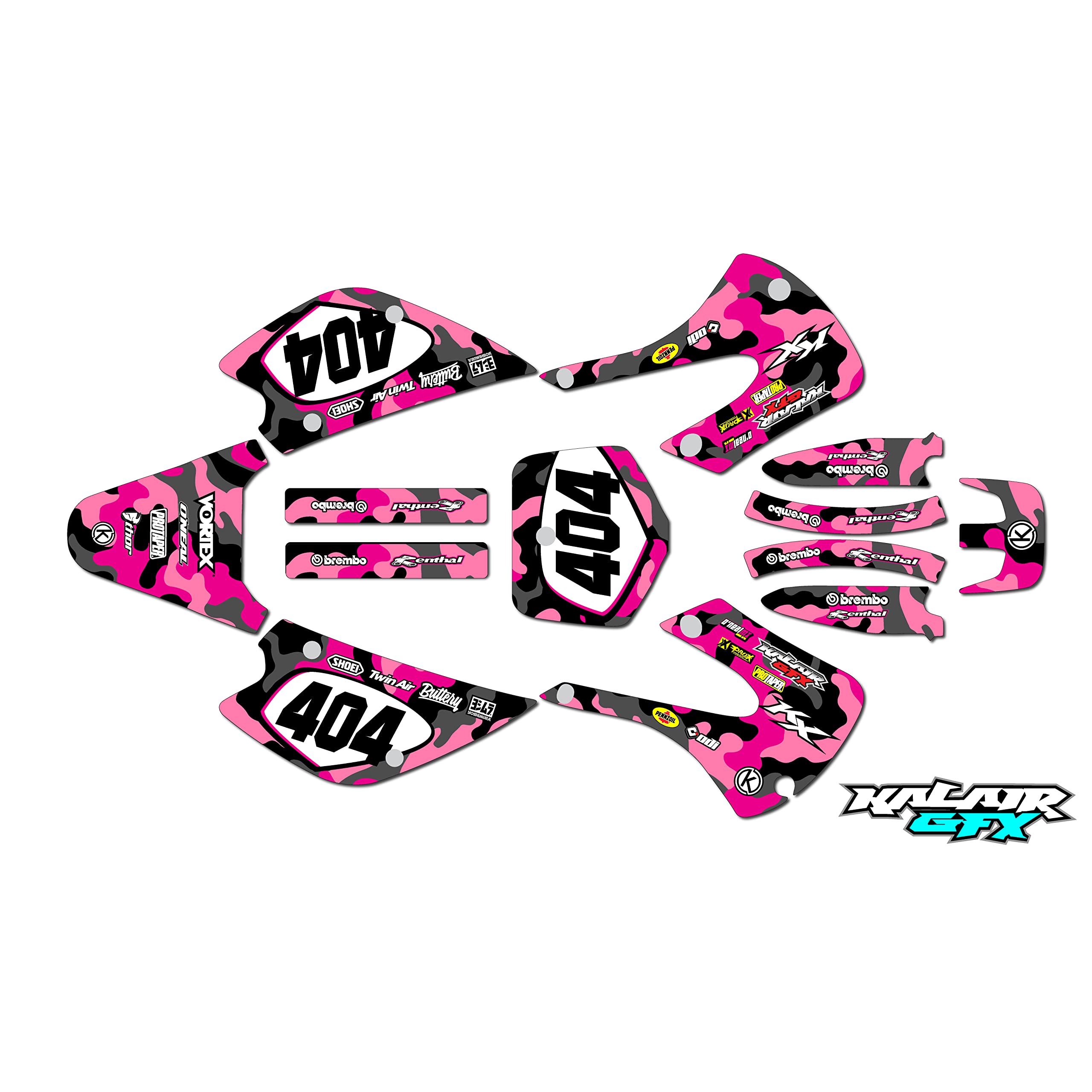 Kalair GFX Graphics Kit for Kawasaki KX85 KX85 (2001-2013) - Invasion Series Pink 16 Mil Dirt Bike Stickers | Motocross Racing Decals | No Plastics Needed | Perfect for Dirt Pit Bikes, Motorcycle Racing & Off-Road Adventures