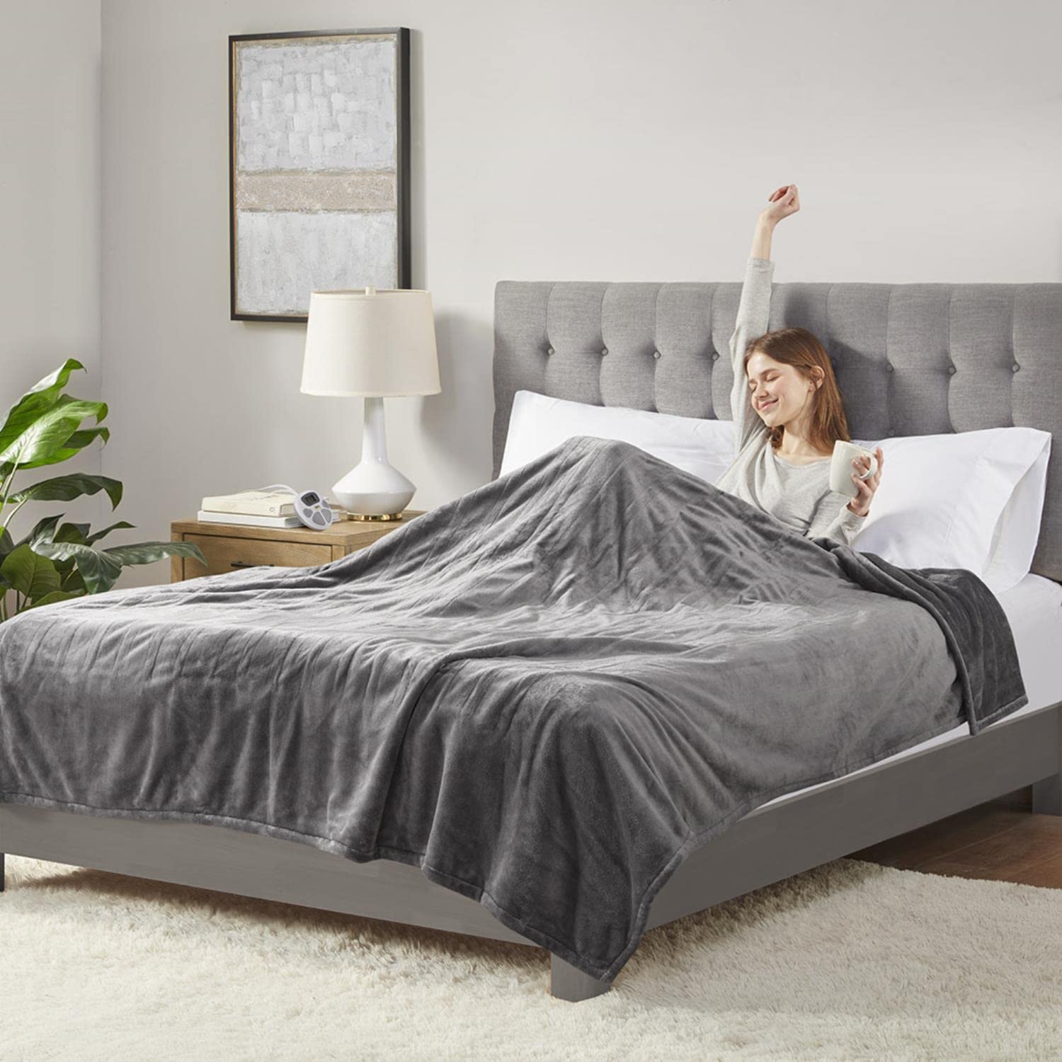Serta ST54-0085 Heated Electric Blanket - Ultra Soft Polyester & Cotton Blend - Perfect for Winter Nights, Bedroom Comfort & Cozy Movie Nights