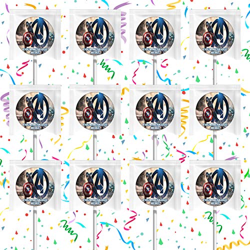 Captain America Party Supplies - 12 Pack Lollipop Favors & Decorations for Superhero Birthday Parties, Comic Con Events & Themed Celebrations