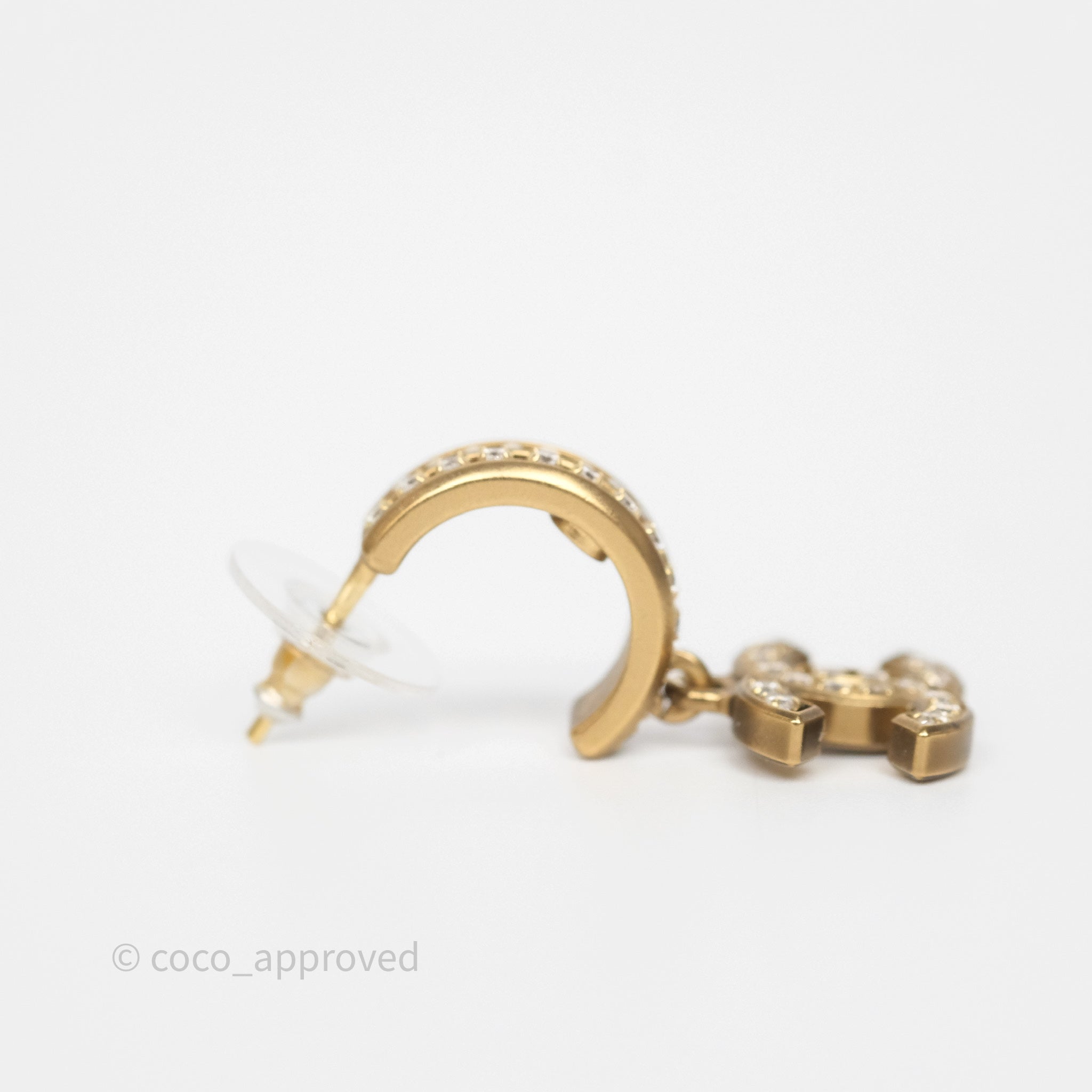 Chanel CC Crystal Pearl Hoop Earrings Gold Tone 21C - Luxury Fashion Jewelry for Women, Elegant Pearl & Crystal Design - Perfect for Parties, Weddings & Special Occasions