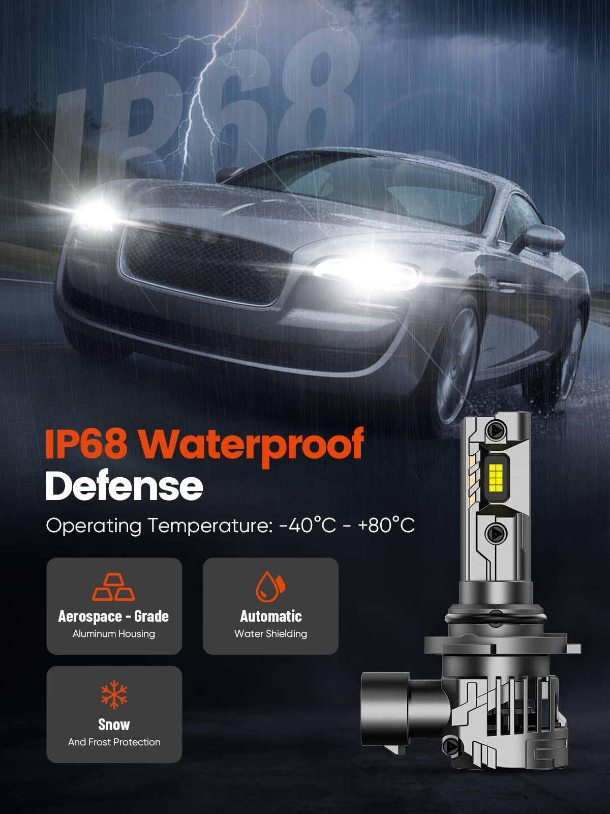 N99 Series Wireless 9005 H11 Combo LED Headlight Bulbs - 100W 24000LM 6500K White Light - 4 Pack - Super Bright for Cars, Trucks, SUVs - Perfect for Night Driving and Off-Road Adventures