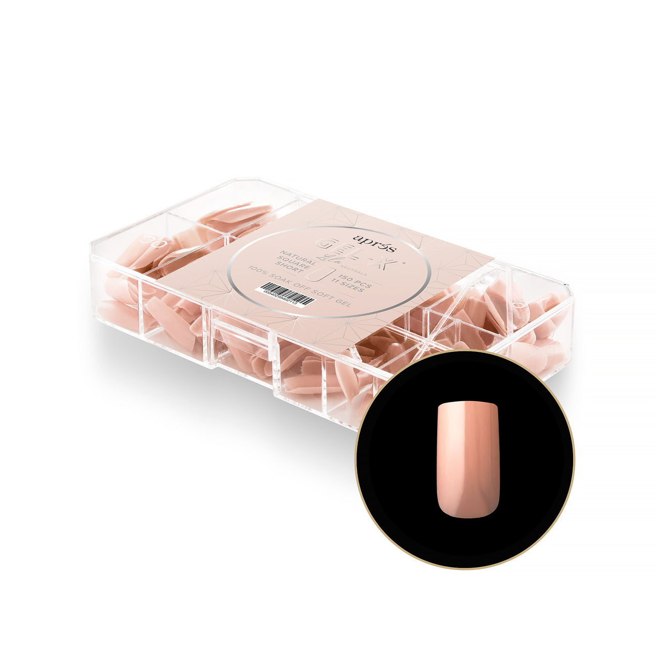 Apres Neutrals Gel X Tips Lila Square Short (150 Pcs) - Professional Nail Extension Kit for Home & Salon Use, Perfect for Manicures, Pedicures, and Nail Art Designs