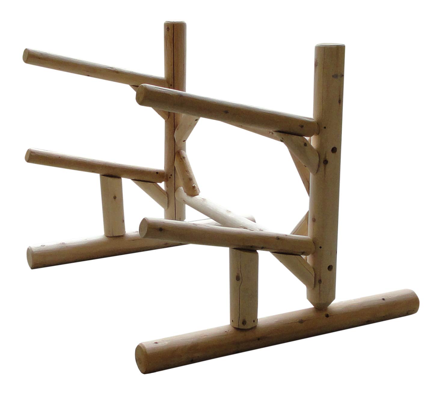 2-Place One-Sided Kayak & SUP Storage Rack - Free Standing Outdoor Kayak Holder, Paddle Board Stand for Garage, Backyard or Dock - Natural Wood Kayak Storage Solution for Easy Organization & Space Saving