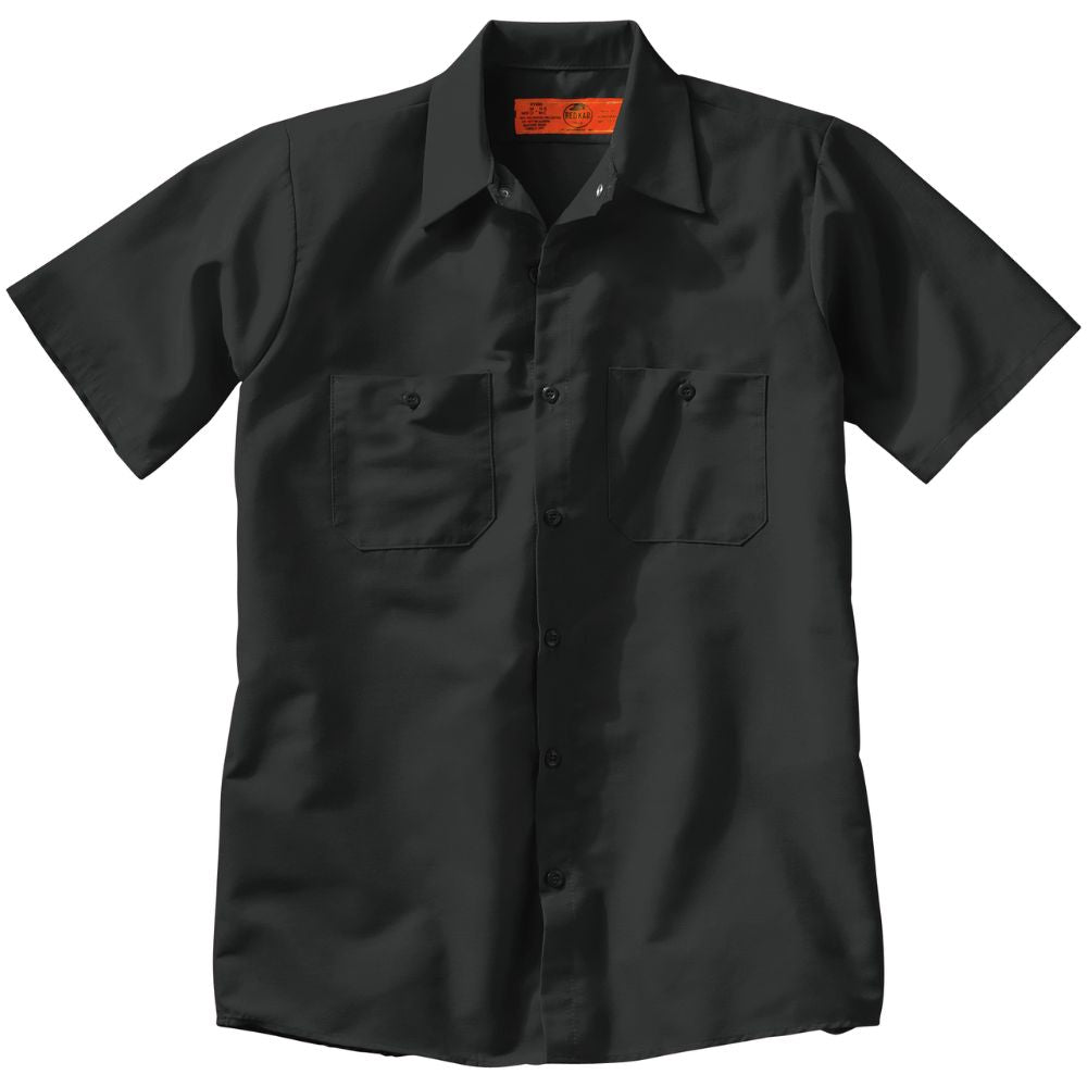 Red Kap Men's Short Sleeve Industrial Work Shirt - Durable Black Workwear for Construction, Mechanics & Outdoor Labor | Comfortable Cotton Shirt for Hot Weather Jobs