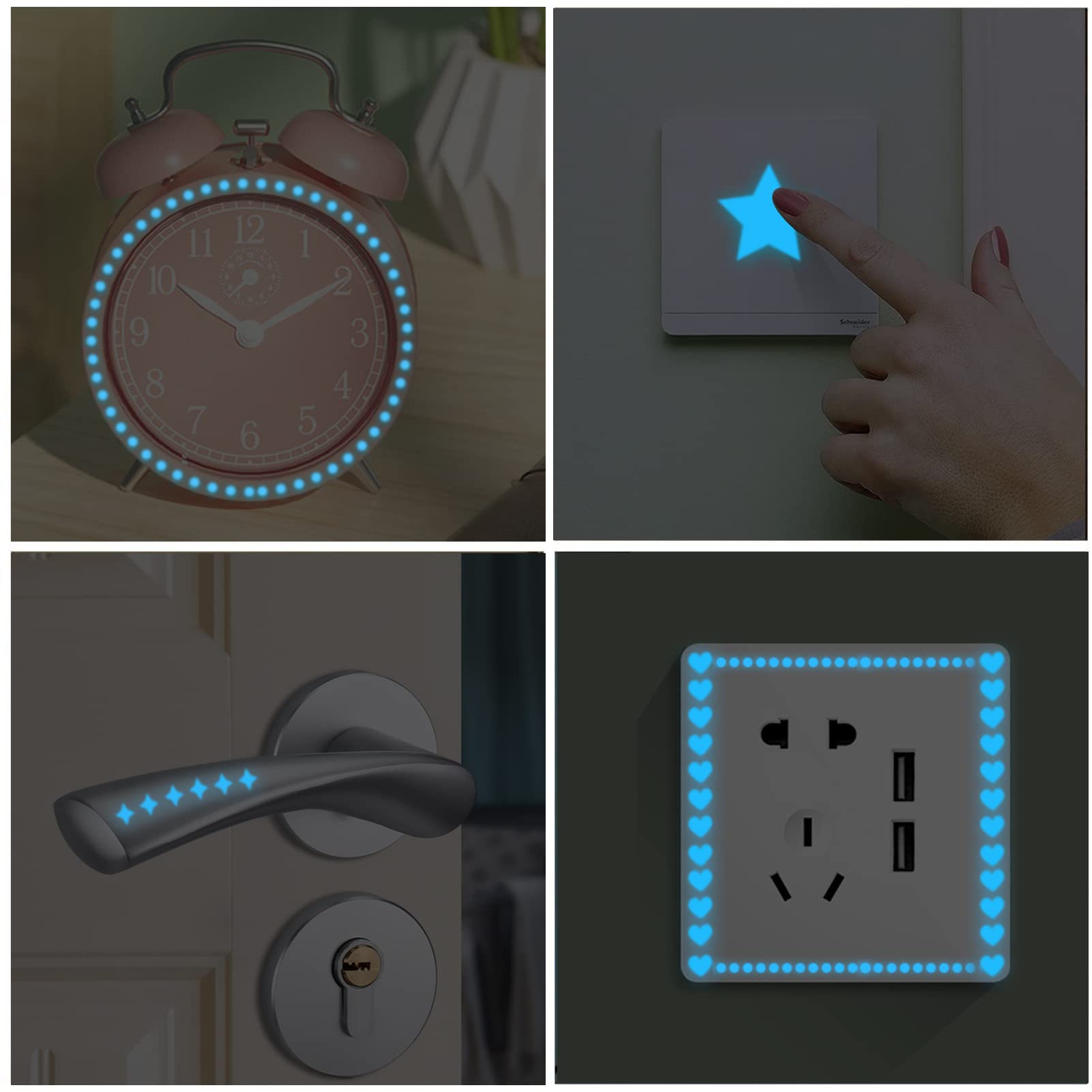 Glow in The Dark Star Wall Stickers - Self-Adhesive Nursery Decor for Girls, Fluorescent Wall Decals, Princess Castle Wall Art for Baby Room - Perfect for Bedroom, Kids Room & Playroom Decorations