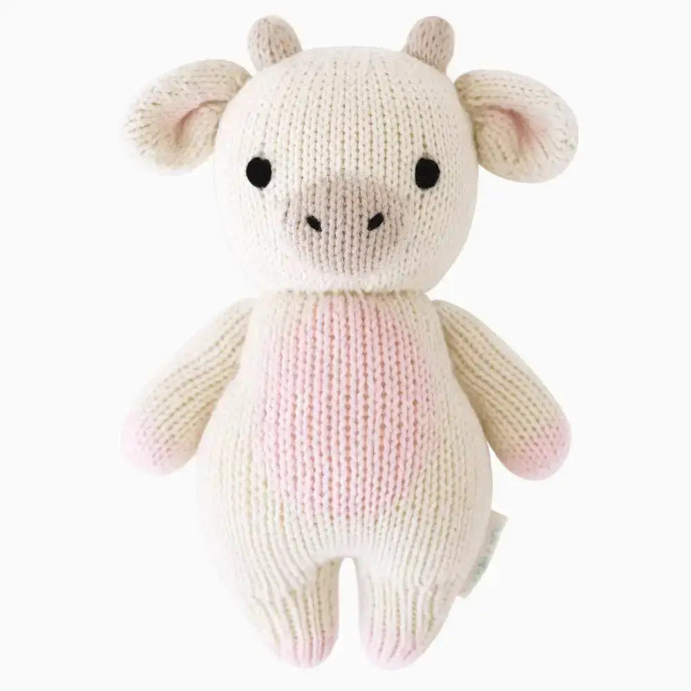 Organic Cotton Baby Cow Plush Toy (Strawberry) - Handmade Soft Stuffed Animal for Newborns & Toddlers - Perfect Nursery Decor, Baby Shower Gift & Cuddly Companion