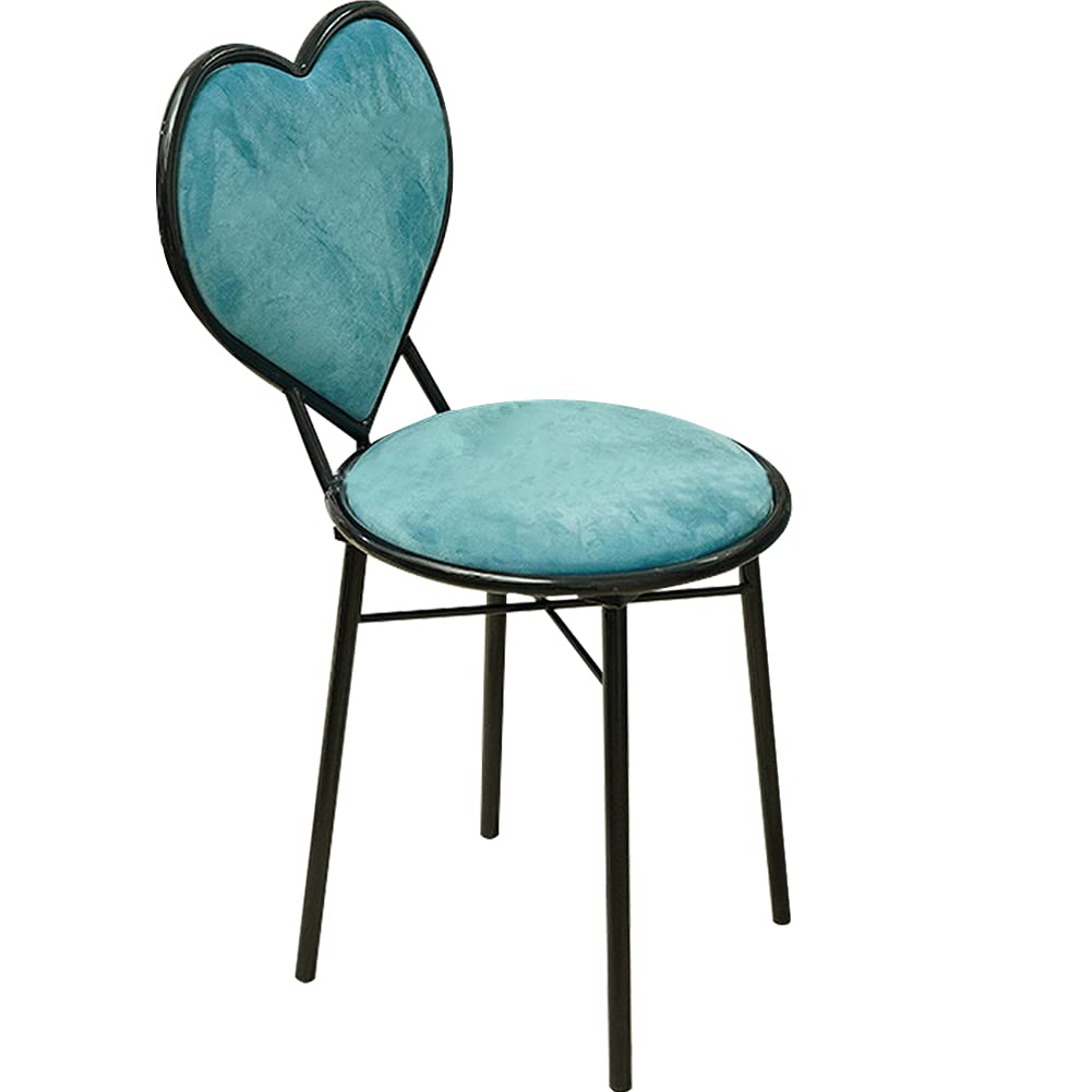WAYUTO Velvet Accent Chair - Modern Upholstered Makeup Vanity Chair with Black Metal Legs, Soft Reading Chair for Living Room, Bedroom & Office Decor (Black Blue) - Perfect for Makeup Stations, Cozy Reading Nooks & Minimalist Dining Areas