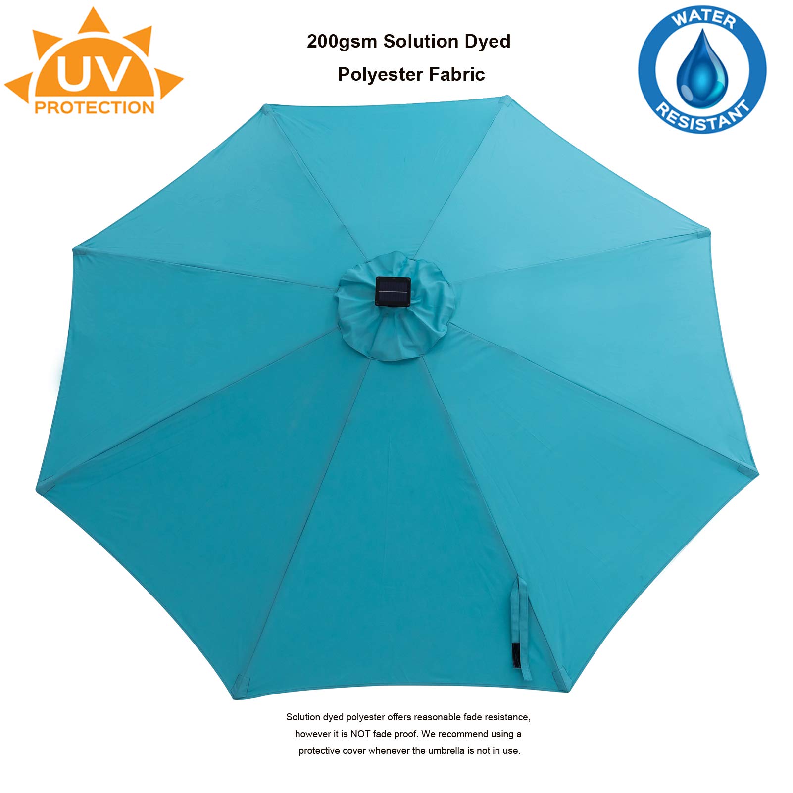C-Hopetree 11 ft Solar LED Patio Umbrella with Tilt Function - Outdoor Market Table Umbrella for Garden, Poolside, and Restaurant Use
