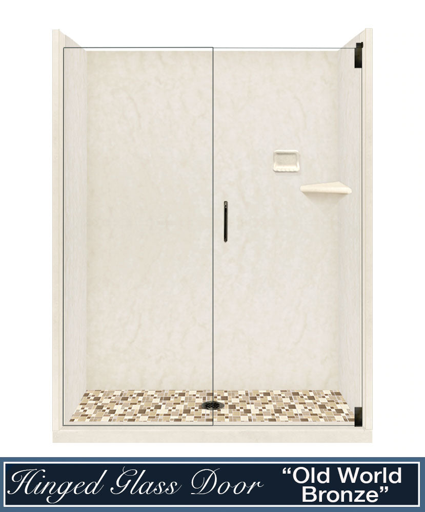 Rafe Marble Tuscany Mosaic Alcove Shower Kit - Premium Bathroom Upgrade with Elegant Stone Design for Modern Homes & Luxury Hotels