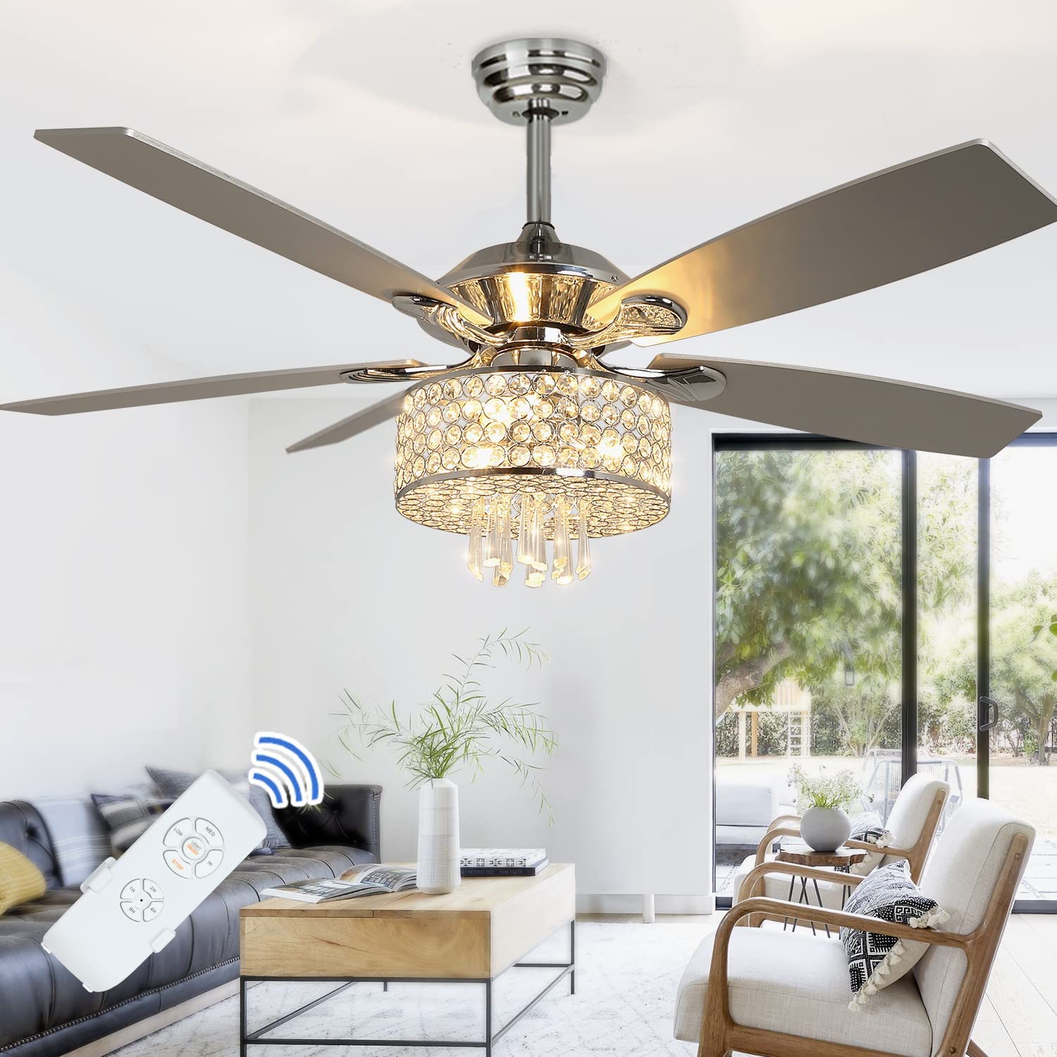 Universal Replacement Remote Control for Retractable LED Fan Chandelier & Ceiling Fan with Light - Perfect for Home, Bedroom, and Living Room