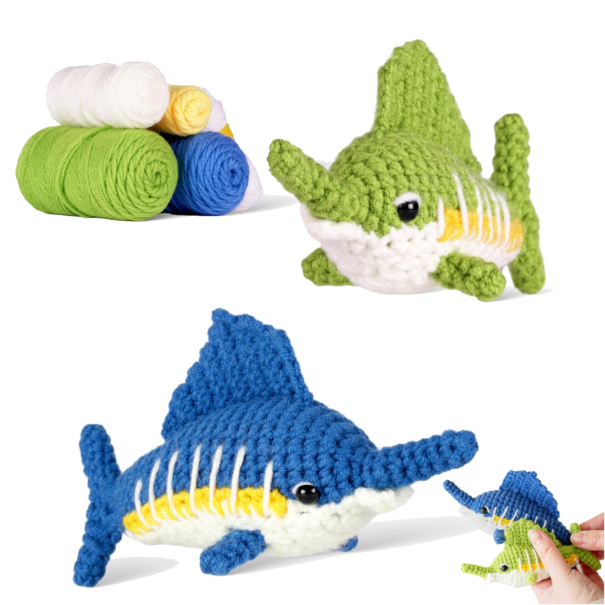 iofficego Beginner Crochet Kit for Adults & Kids - Complete Starter Set with Crochet Hooks, 4-Ply Cotton Yarn & Step-by-Step Video Tutorials - Perfect for DIY Crochet Dolls, Home Decor & Handmade Gifts