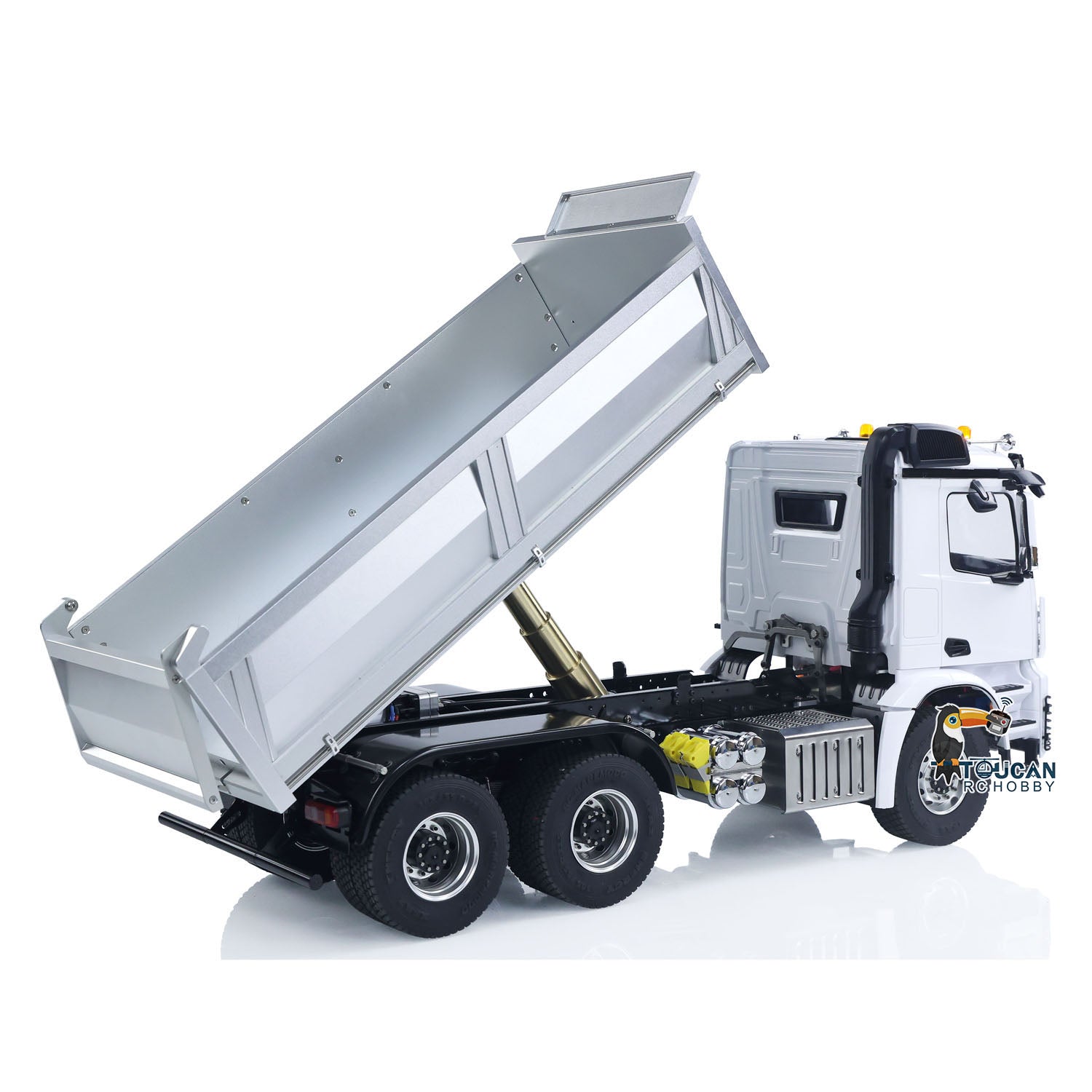 1/14 Scale RC Hydraulic Dumper Truck - Metal Chassis, 2-Speed Gearbox, Realistic Light & Sound Effects, No Lock Differential Axle - Remote Controlled Construction Vehicle for Kids & Adults (US Stock) - Perfect for Construction Site Play, RC Racing, and Collectible Display
