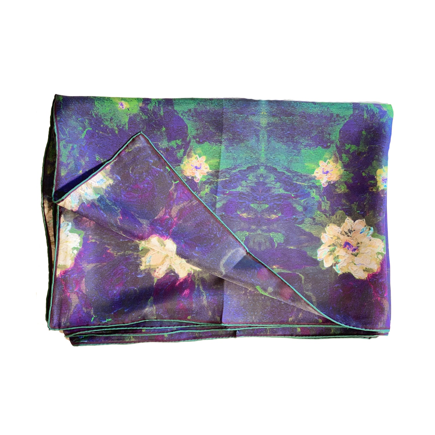 Elegant Lily Abstract Print Long Silk Scarf - Lightweight Luxury Fashion Accessory for Women, Perfect for Office, Evening Events & Travel