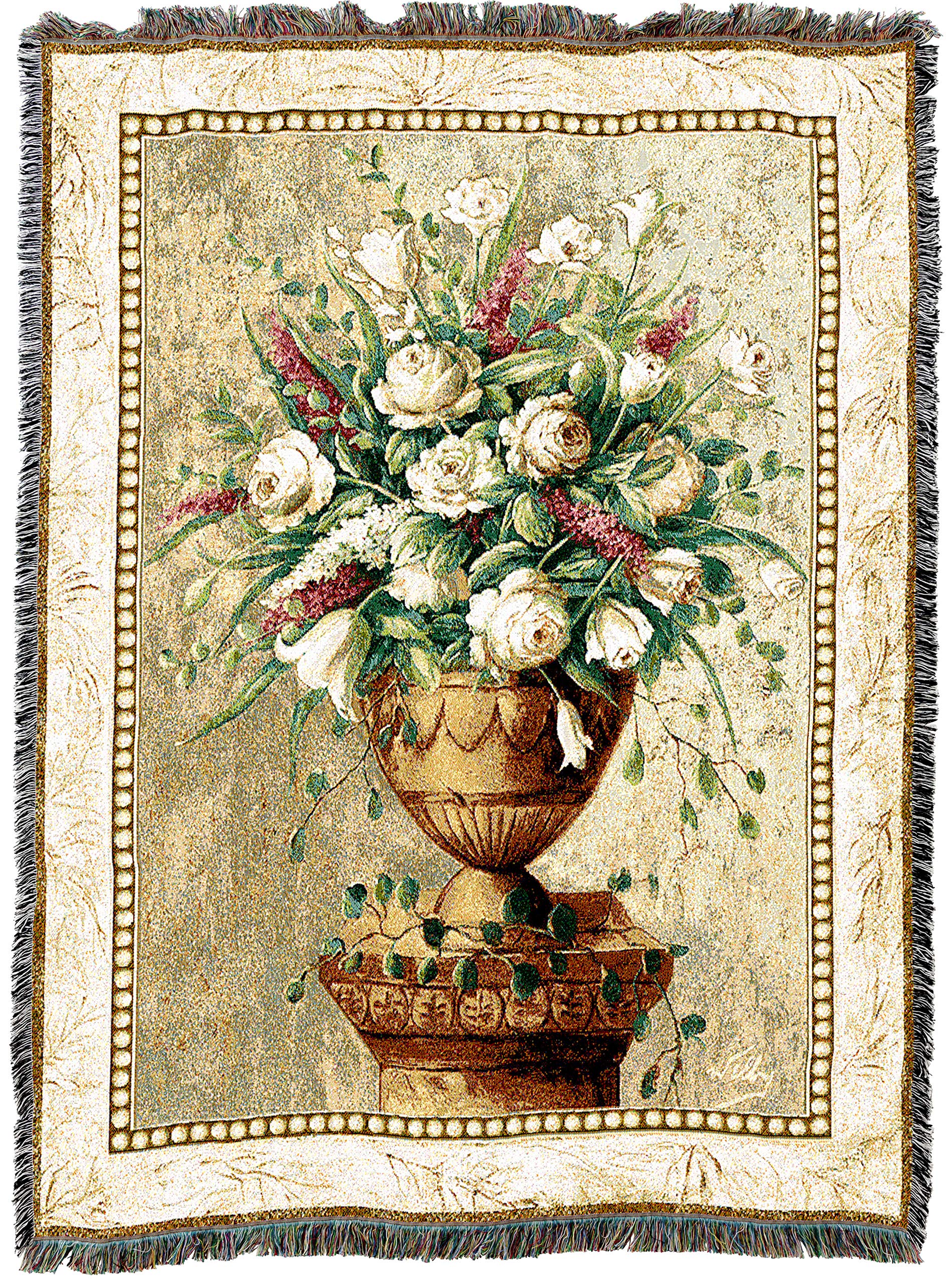 Pure Country Weavers Spring Blossoms Cotton Blanket - Floral Garden Throw Tapestry 72x54 Inches, Handwoven in USA - Perfect for Sofa, Bed & Outdoor Picnics
