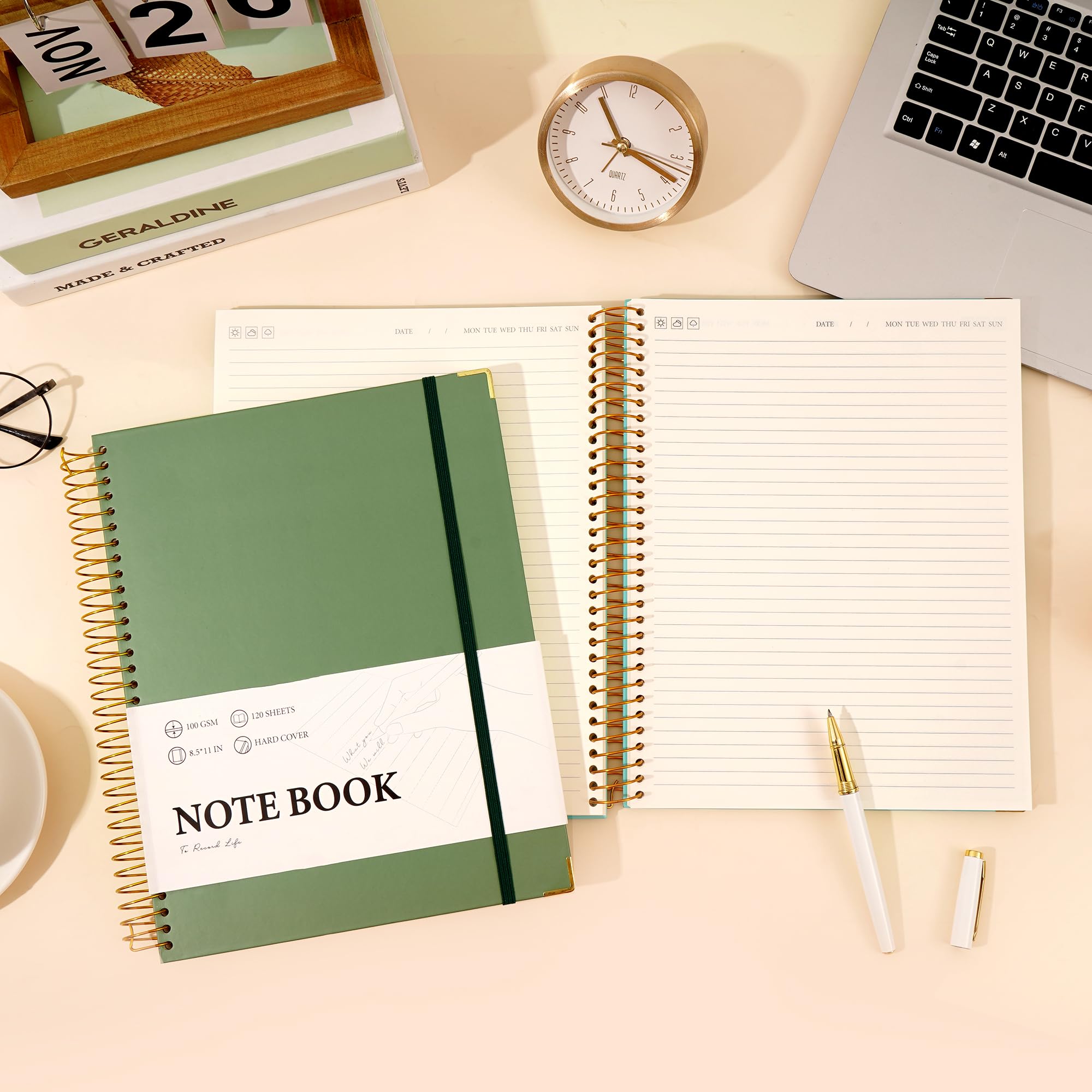 Premium A4 Hardcover Spiral Notebook - 8.5