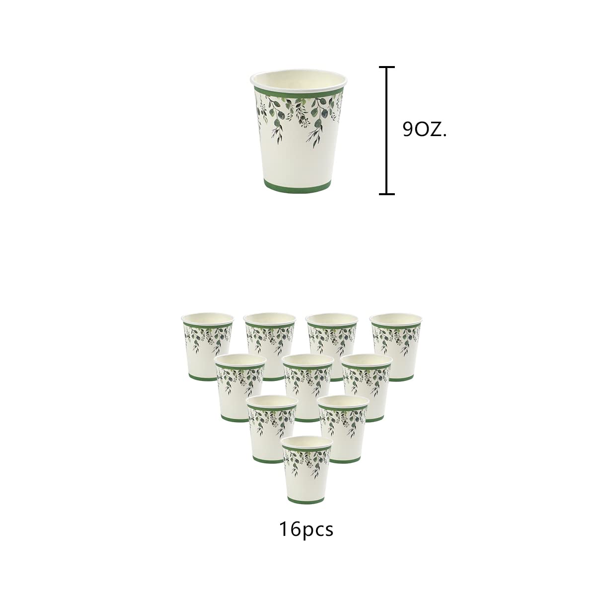 Eco-Friendly Sage Green Party Supplies Set - 16 Disposable Paper Plates, Napkins, Cups & Tablecloth for Birthday, Bridal Shower, Boho & Gender Reveal Parties - Perfect for Greenery Themed Events & Outdoor Gatherings