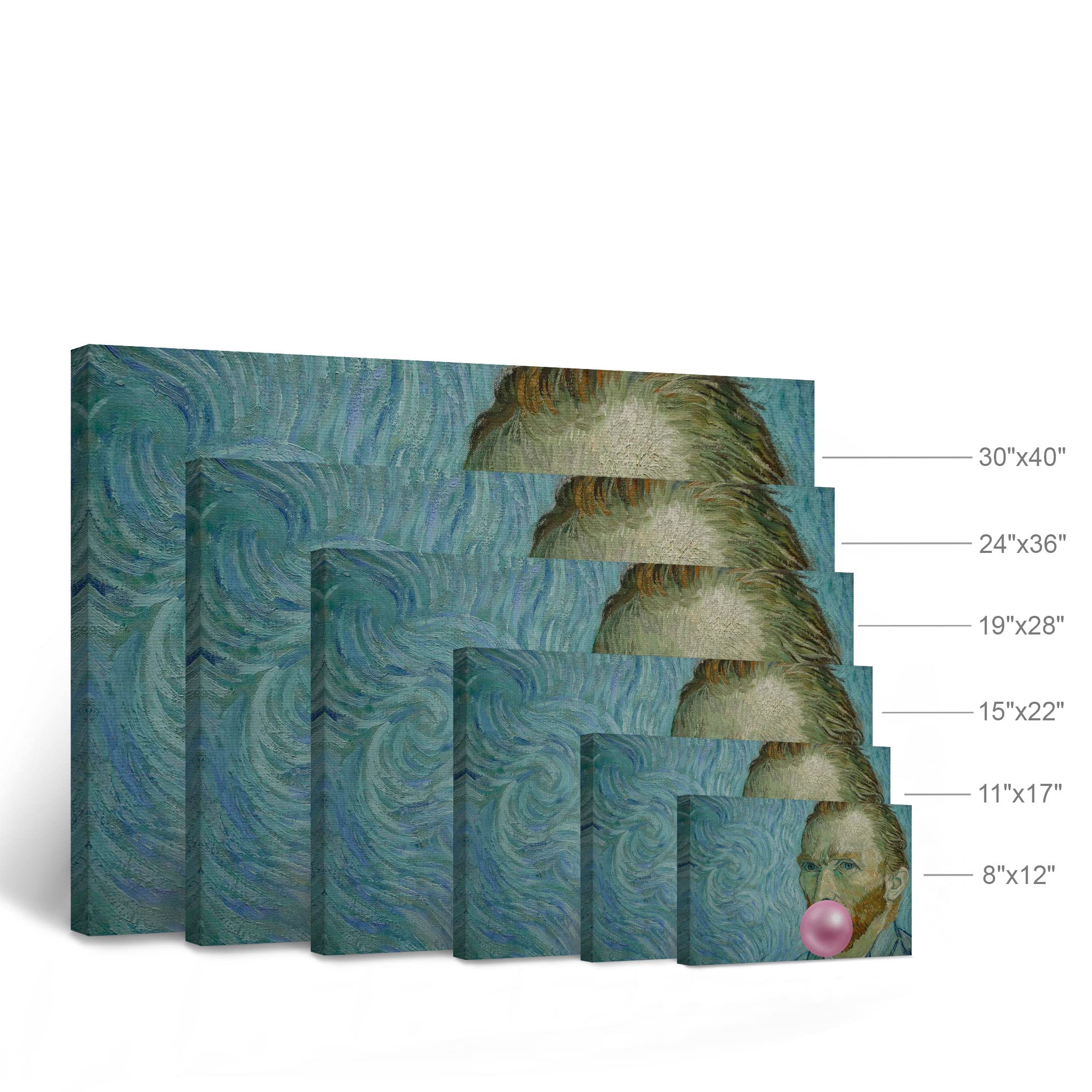 Vincent Van Gogh Self Portrait Pink Bubble Gum Art Canvas Print - Famous Classic Wall Art Decor, Stretched Ready to Hang, 30x40 Inch - Perfect for Living Room, Bedroom & Office Decor | Made in USA