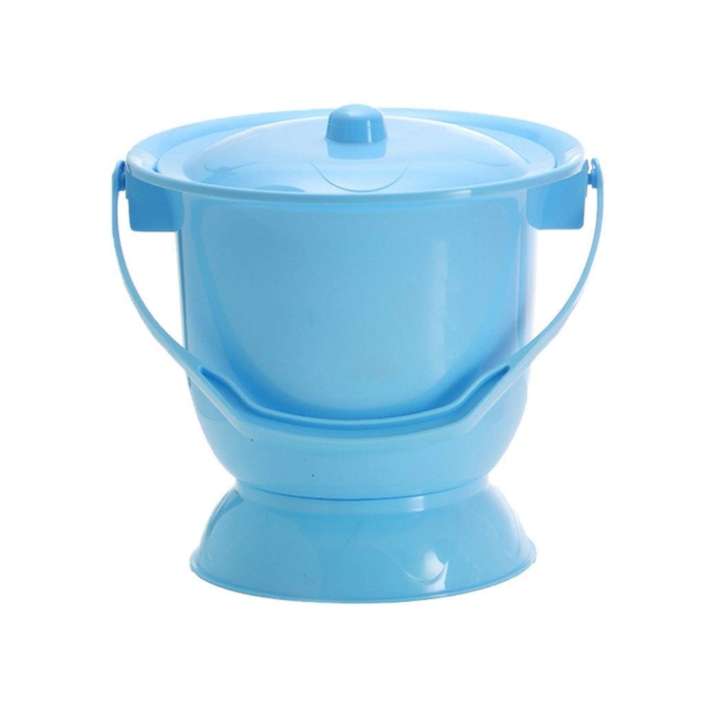 Blue Plastic Chamber Pot - Child Training Toilet & Adult Bedside Urinal for Pregnant Women & Elderly Care - Home Bedpan with Comfortable Design for Nighttime Use in Bedroom or Hospital