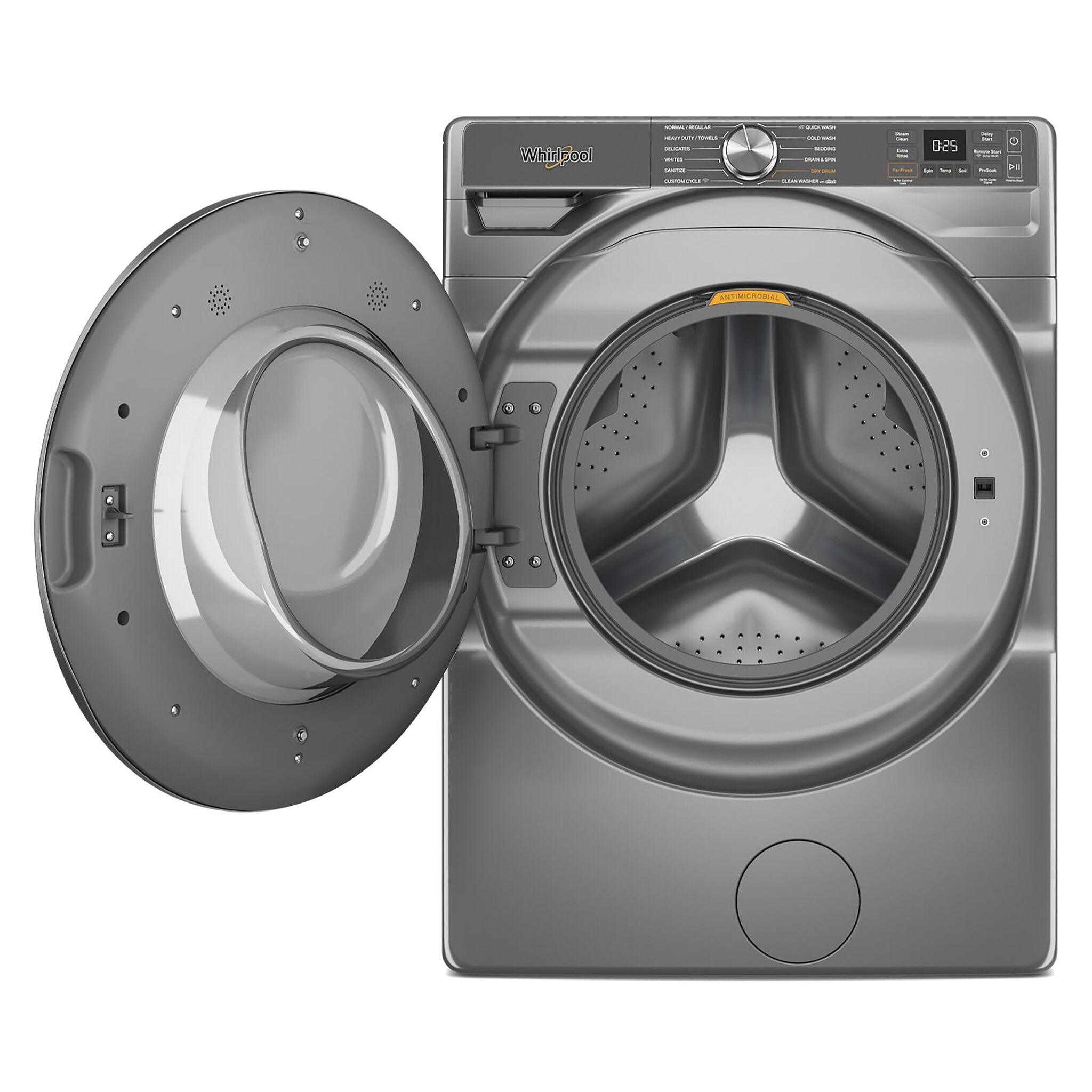Whirlpool WFW6720RR 5.8 Cu.Ft. Front Load Washer with FreshFlow™ Vent System in Radiant Silver - Perfect for Large Laundry Loads & Energy-Efficient Home Use