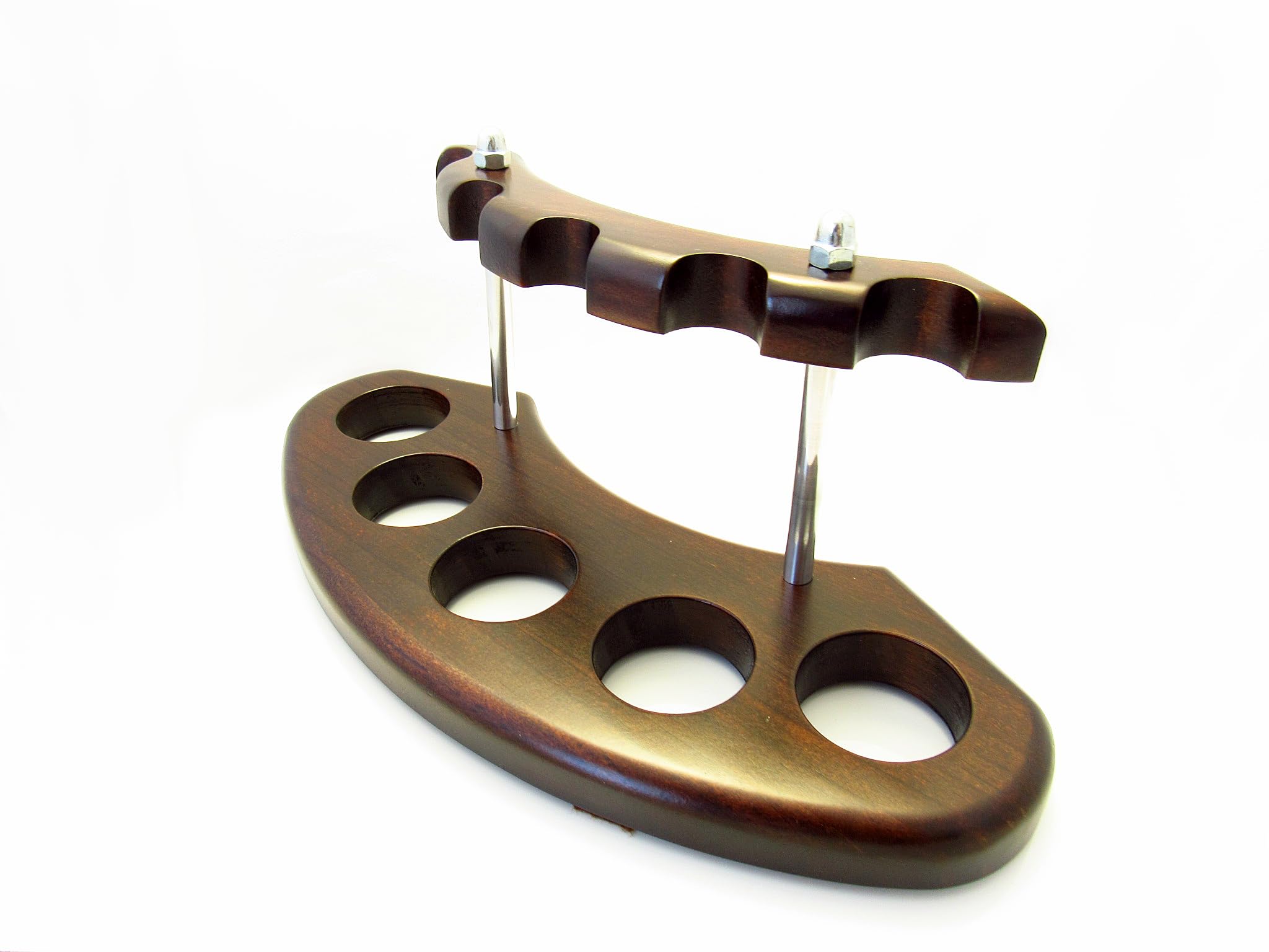 Handcrafted Wooden Pipe Stand Rack Holder for 5 Tobacco Smoking Pipes - Premium Brown Display Organizer | Perfect for Pipe Collectors, Smoking Lounges & Home Decor