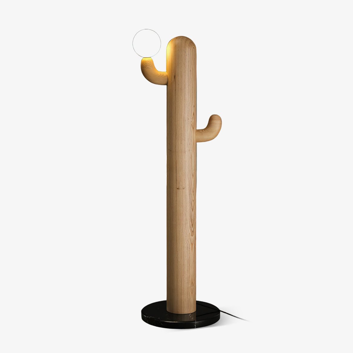 Modern Cactus Wood Floor Lamp - Handcrafted Natural Wood Standing Light for Living Room, Bedroom & Office - Warm Ambient Lighting for Home Decor