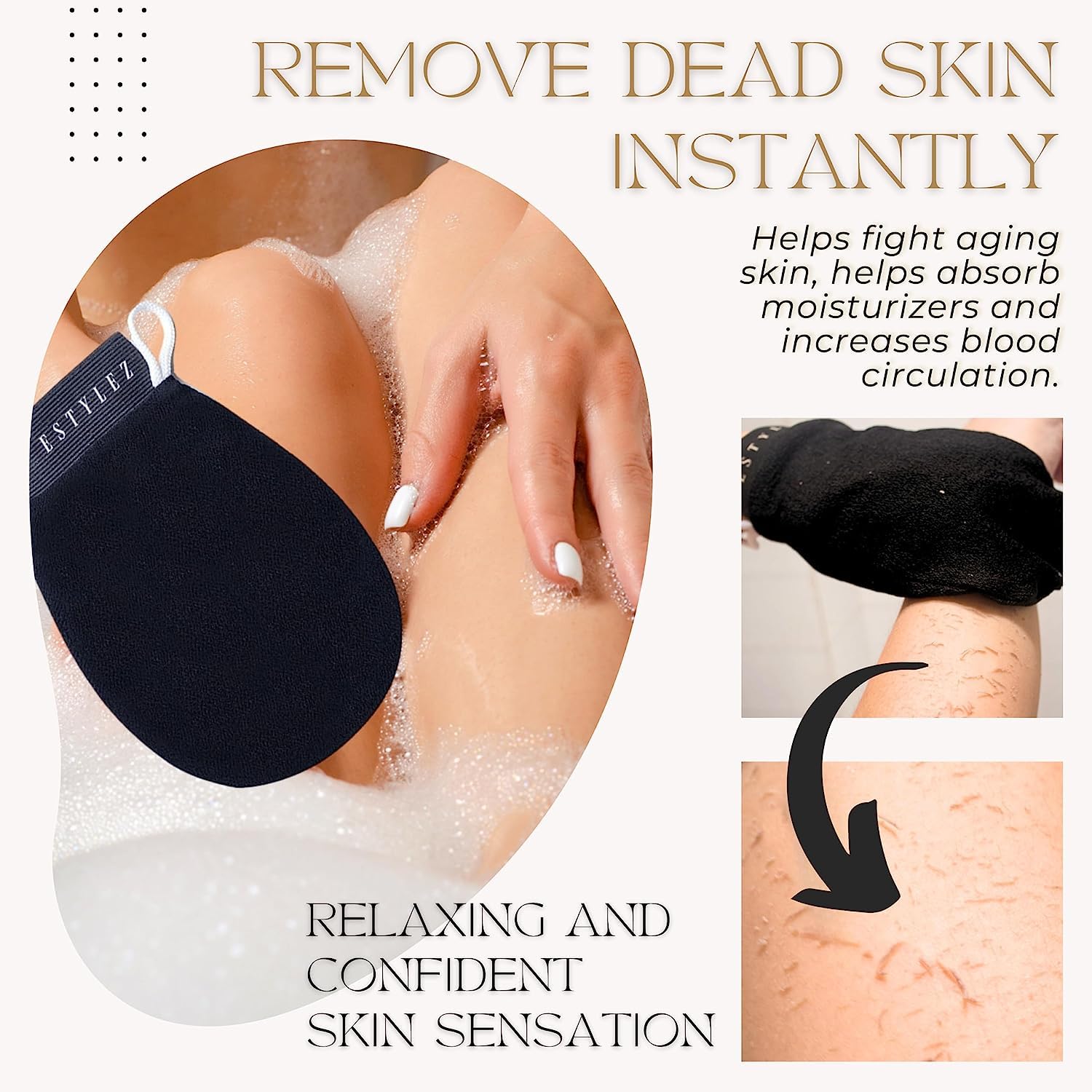 BESTOTTAM 2-Pack Exfoliating Gloves for Men & Women - Coarse Bath Scrub Mittens for Deep Cleaning & Dead Skin Removal - Perfect for Hammam, Spa & Home Exfoliation Routine