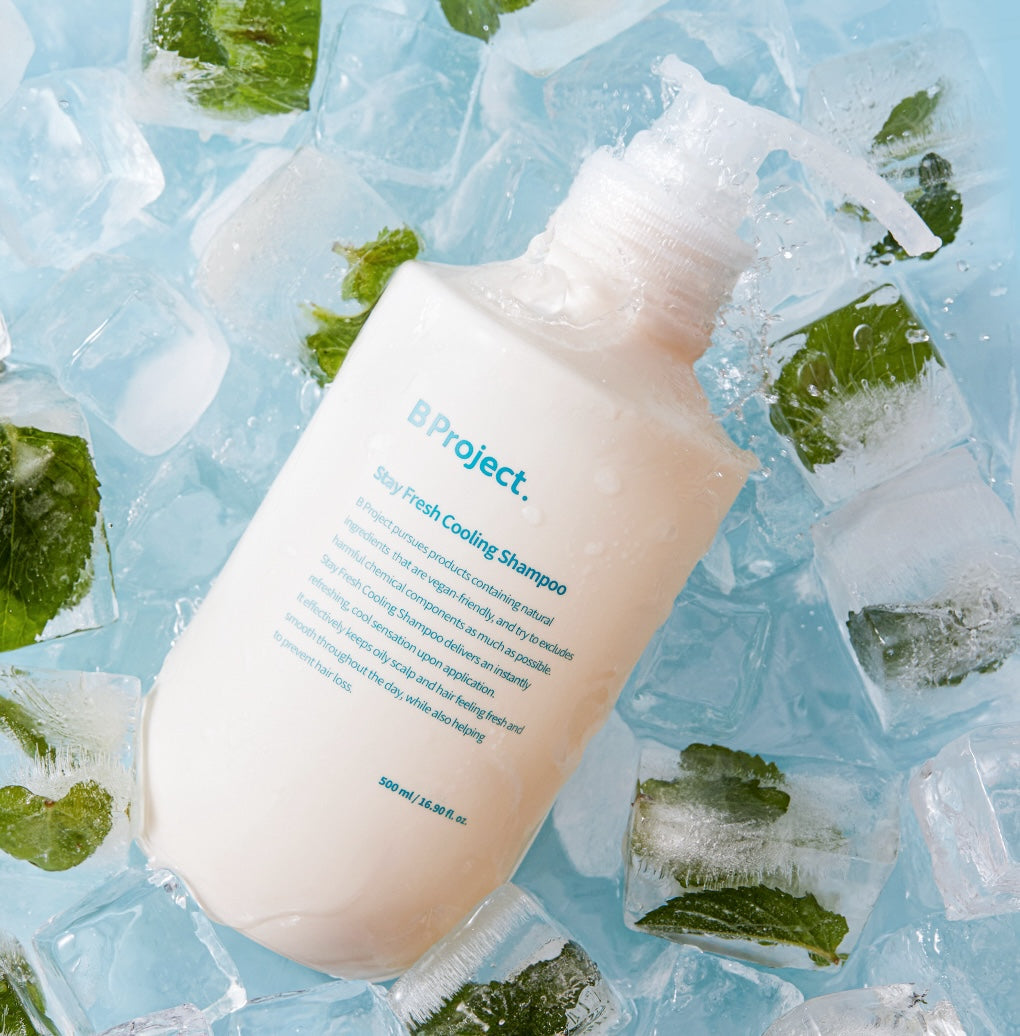 B Project Stay Fresh Cooling Shampoo 500ml - Refreshing & Hydrating Hair Care for Men & Women - Perfect for Hot Weather, Gym & Outdoor Activities