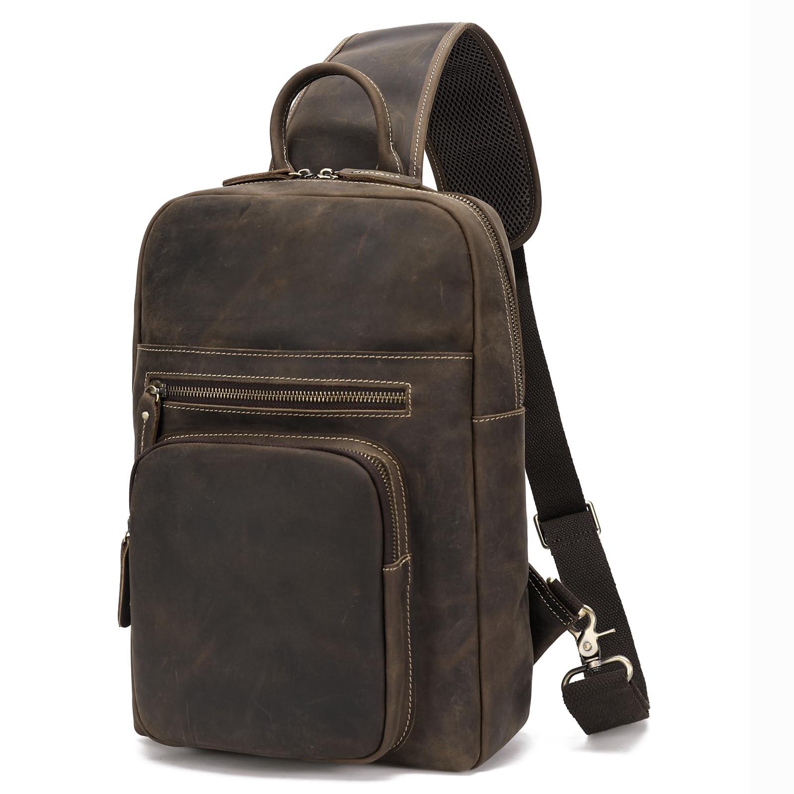 Premium Full Grain Leather Sling Chest Bag for 12.9