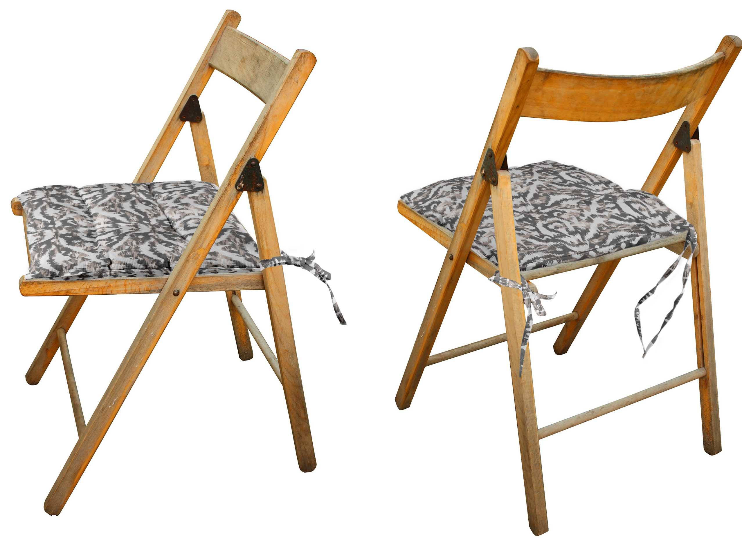 Premium Water-Resistant Tufted Square Patio Cushion Set of 2 - Indoor/Outdoor Furniture Seat Cushions 19x19 Inches, Stylish Gray Ikat Print - Perfect for Garden, Deck, Poolside & Outdoor Lounge Chairs