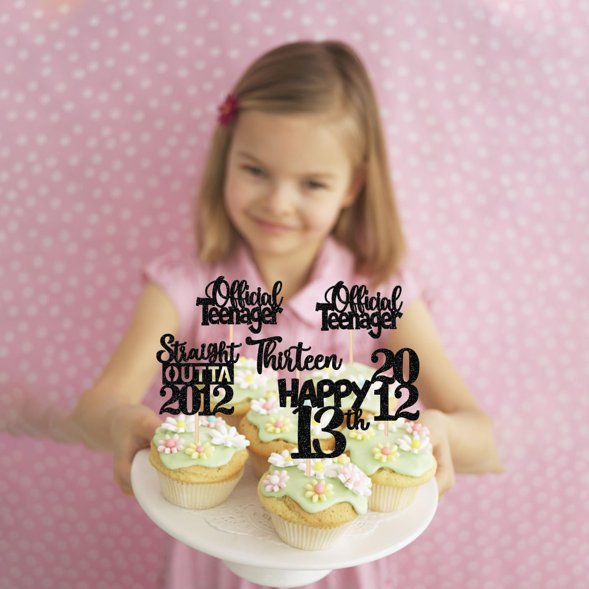 30PCS Black 13th Birthday Cupcake Toppers - Glitter Thirteen Happy 13th Straight Outta 2012 Cupcake Picks - Cheers to 13 Years Party Decorations - Perfect for 13th Birthday, Anniversary & Teen Celebrations