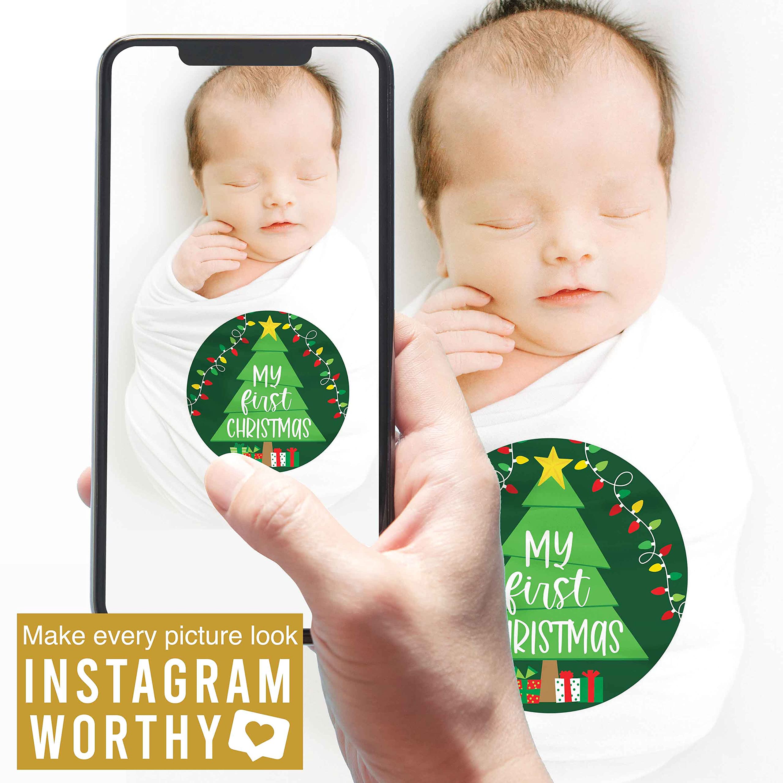 Hadley Designs 20 Pack Greenery Baby Monthly Milestone Stickers - Newborn Photo Props for First Year Memories | Perfect for Baby Shower Gifts, Monthly Photos, and Scrapbooking