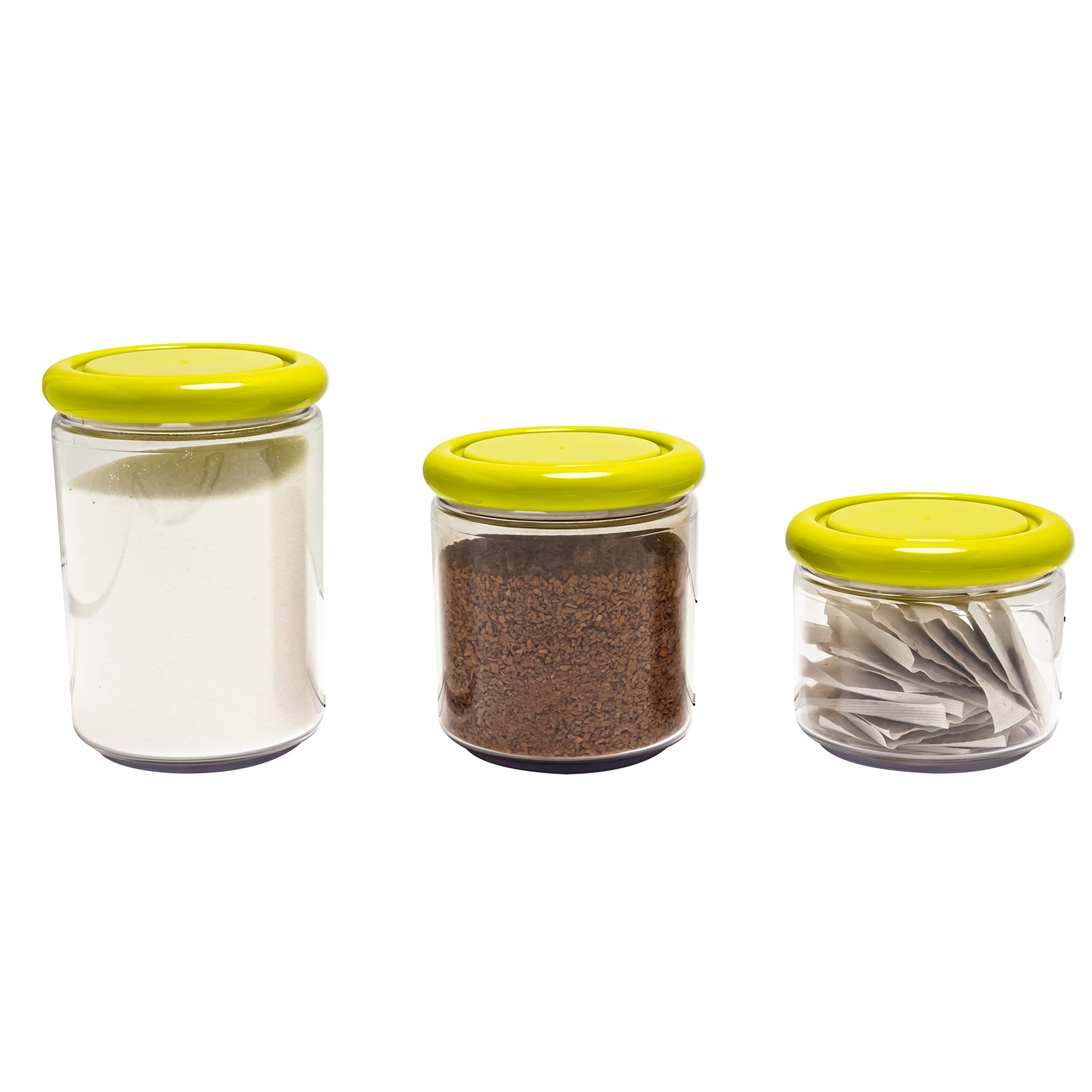 OMADA 3-Piece Acrylic Food Storage Container Set - Airtight Sugar, Flour & Pasta Jars (16oz, 25oz, 33.8oz) - Kitchen & Pantry Organization for Baking Ingredients, Dry Goods & Office Supplies - Apple Green