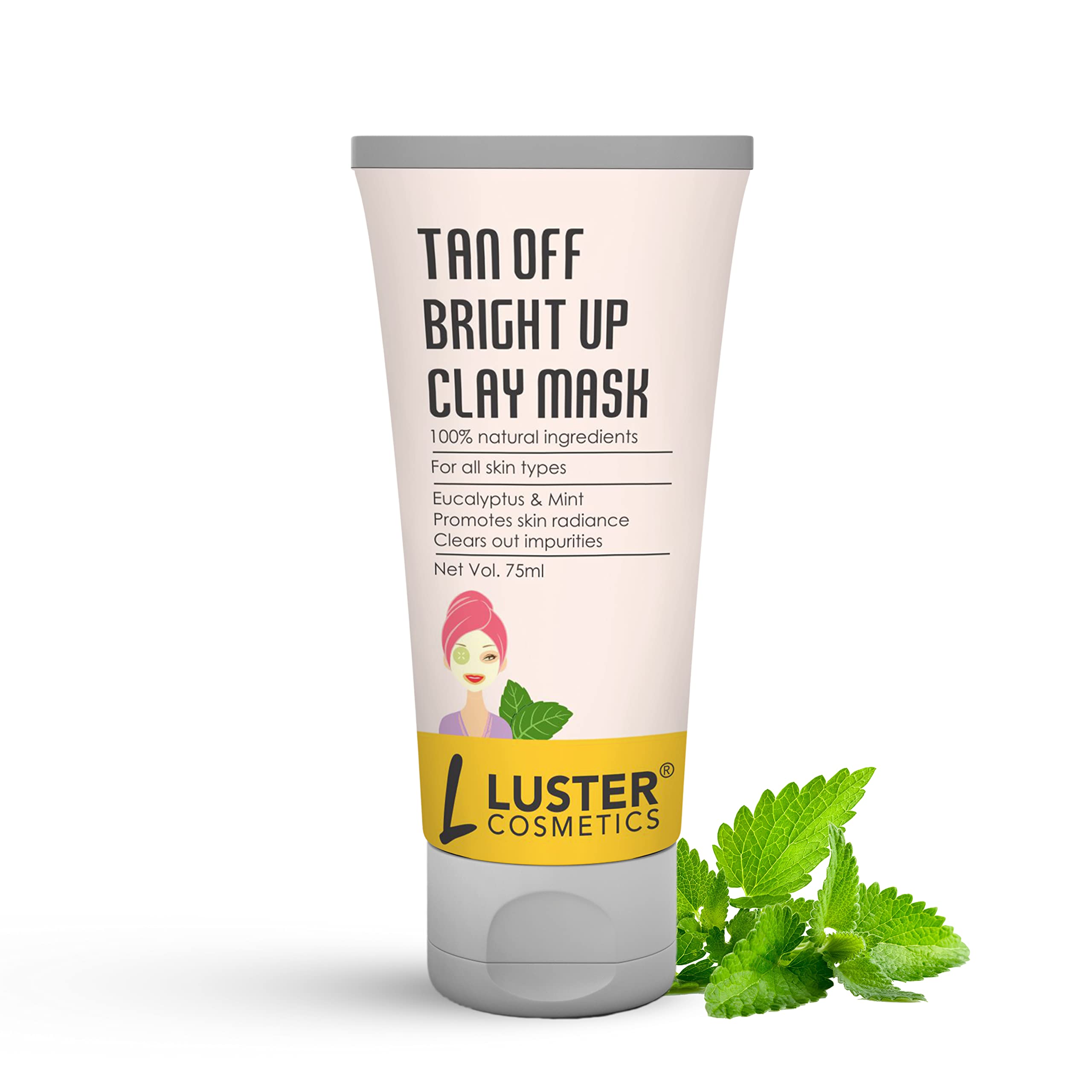 Luster Cosmetics Brightening Clay Mask & Exfoliating Face Scrub Set - 75ml (Pack of 2) for Glowing Skin | Tan Removal & Skin Brightening Treatment | Perfect for Post-Sun Care & Daily Skincare Routine