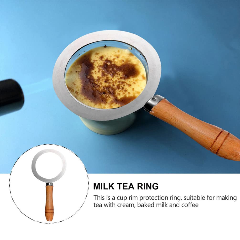 2PCS Stainless Steel Milk Tea Creme Brulee Ring - Baking Cup Rim Cover & Coffee Cup Gasket Tool for DIY Desserts, Bubble Tea, and Cafe Drinks