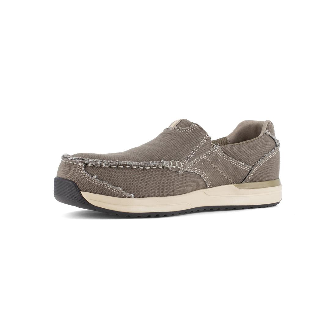 Langdon Composite Toe Slip-On Work Shoes for Men - Brown/Green Safety Shoes for Construction, Warehouse & Industrial Work
