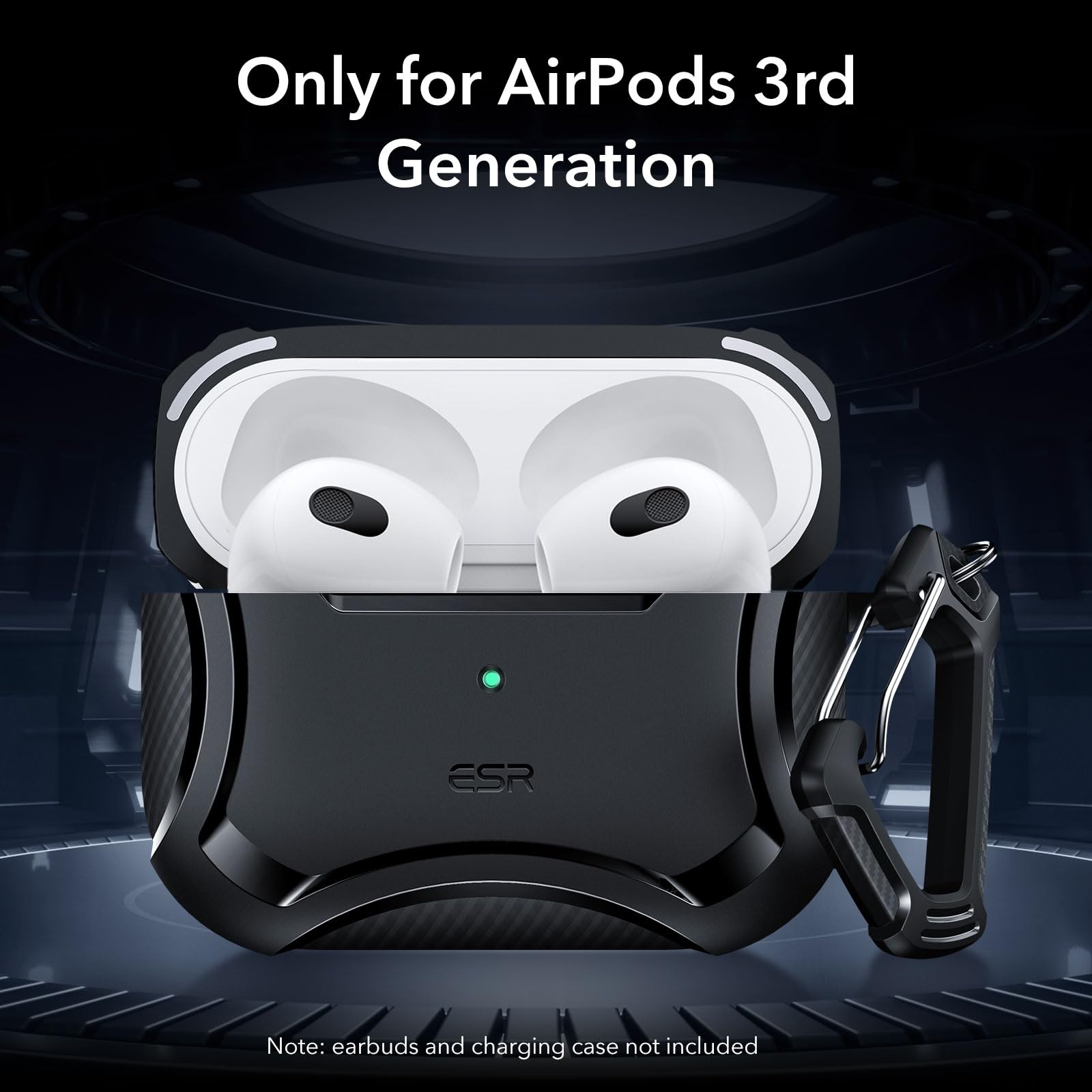 ESR Cyber Series AirPods 3 Case (2021) - MagSafe Compatible, Magnetic Lid & Shockproof Protection - Perfect for Gym, Travel & Everyday Use - Black