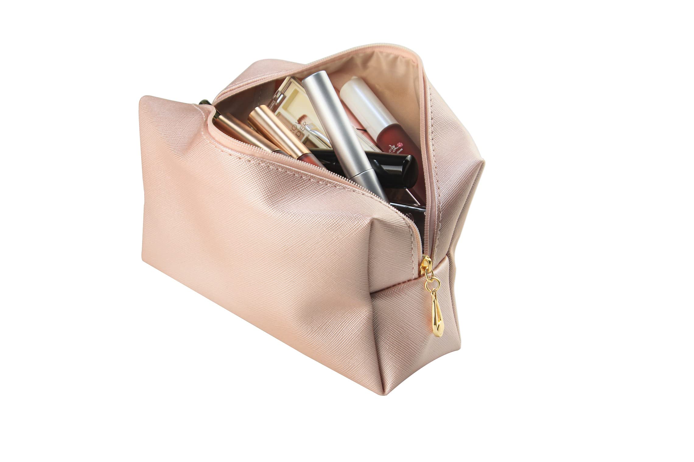 Portable Waterproof Makeup Bag for Women - Travel Cosmetic Pouch Toiletry Organizer (Light Pink) - Perfect for Travel, Gym, and Everyday Use