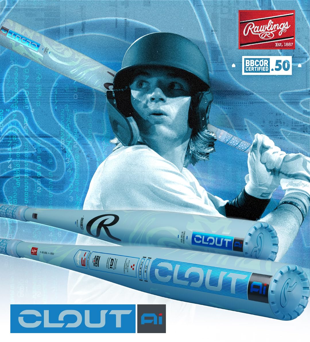Rawlings 2025 Clout AI BBCOR Baseball Bat -3 Drop 2 5/8